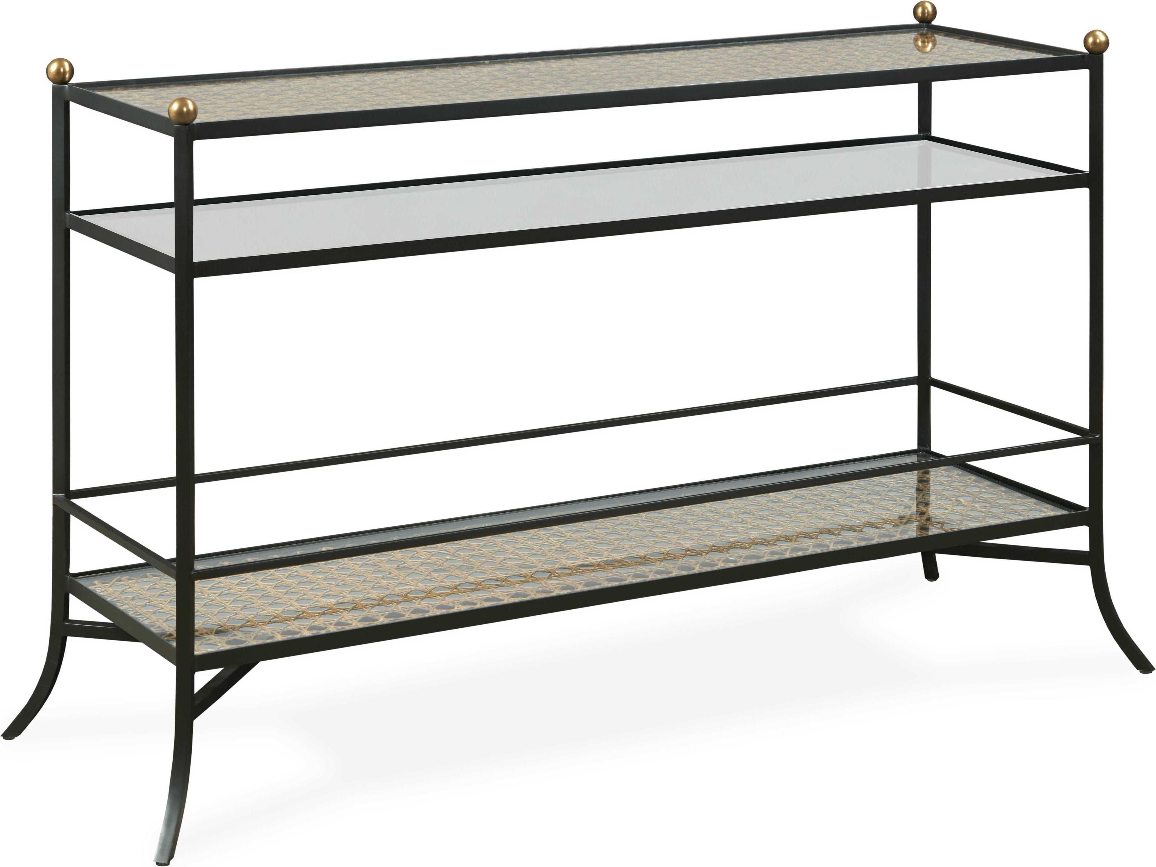 Thomas Obrien Rectangular Glass Rustic Black Brass Console Table