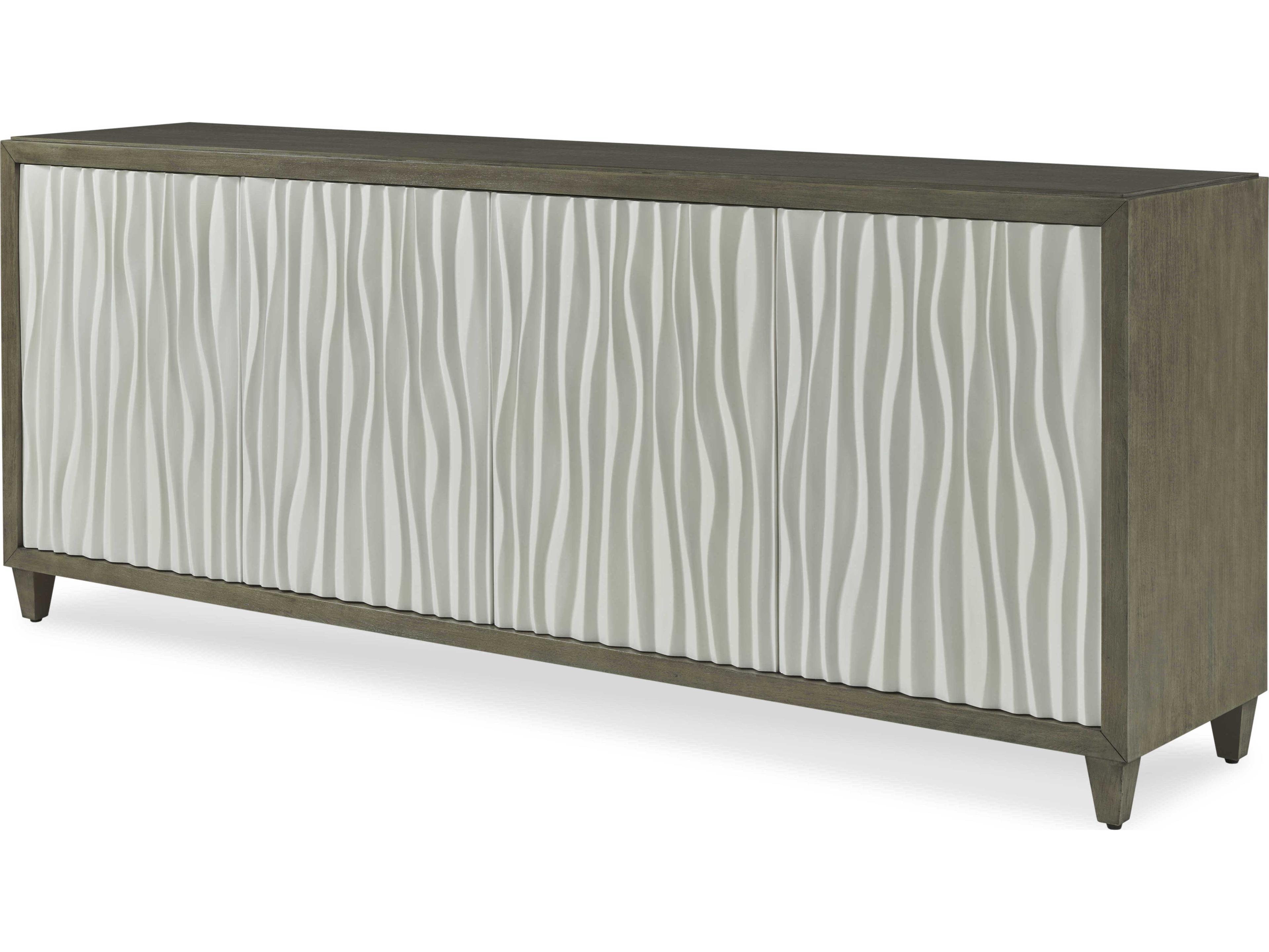 Citation Russo 84" Walnut Wood Greige White Credenza Sideboard