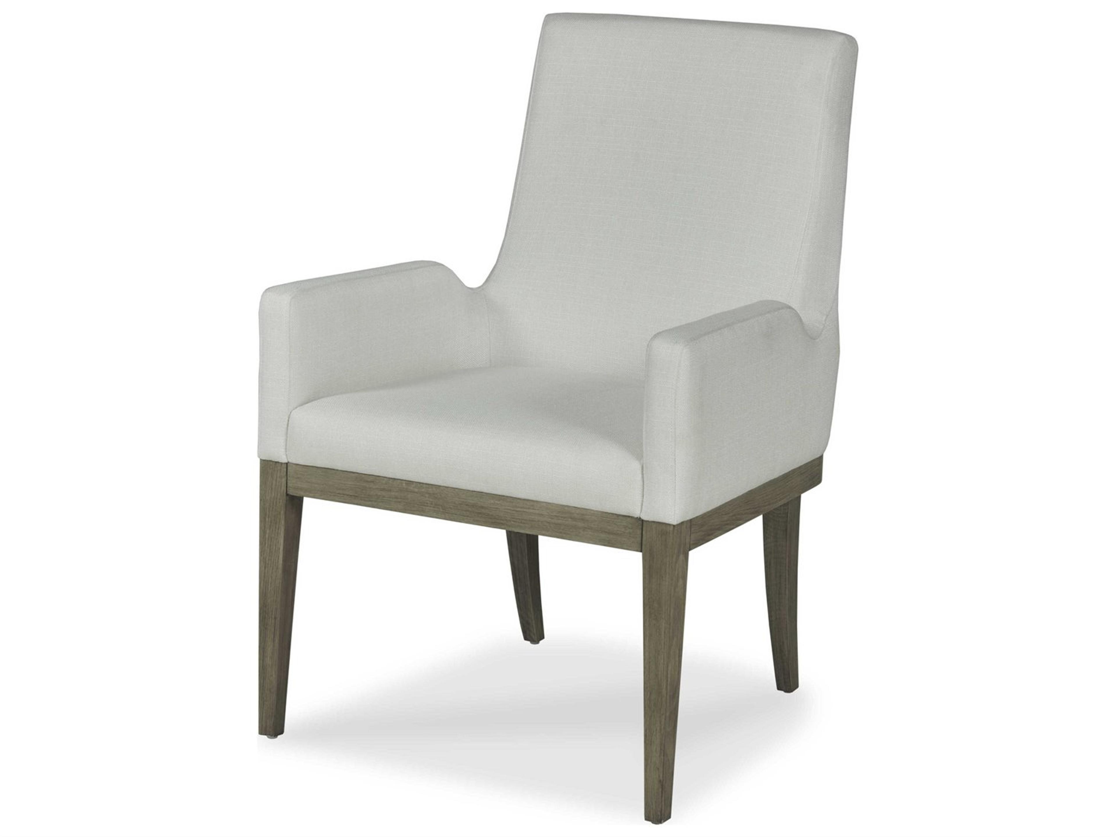 Citation Marten Walnut Wood White Upholstered Arm Dining Chair