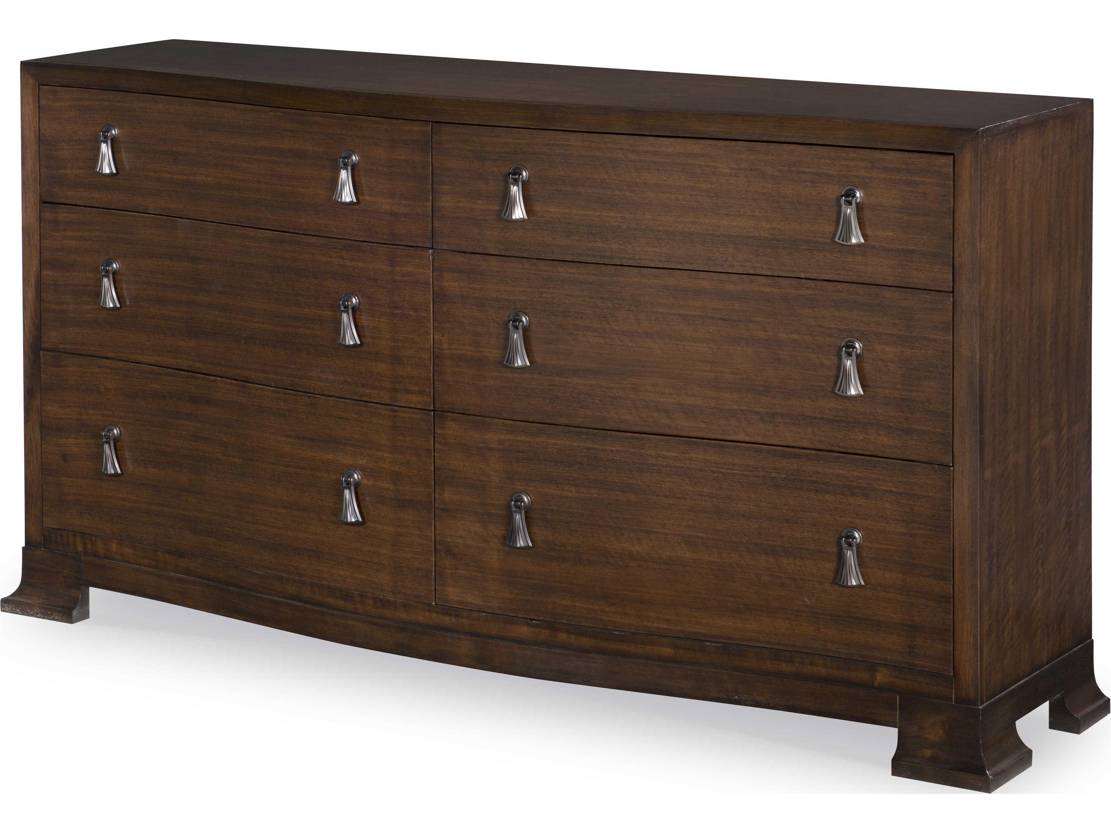 Citation Frasier Serpentine 6-Drawers Brown Walnut Wood Double Dresser