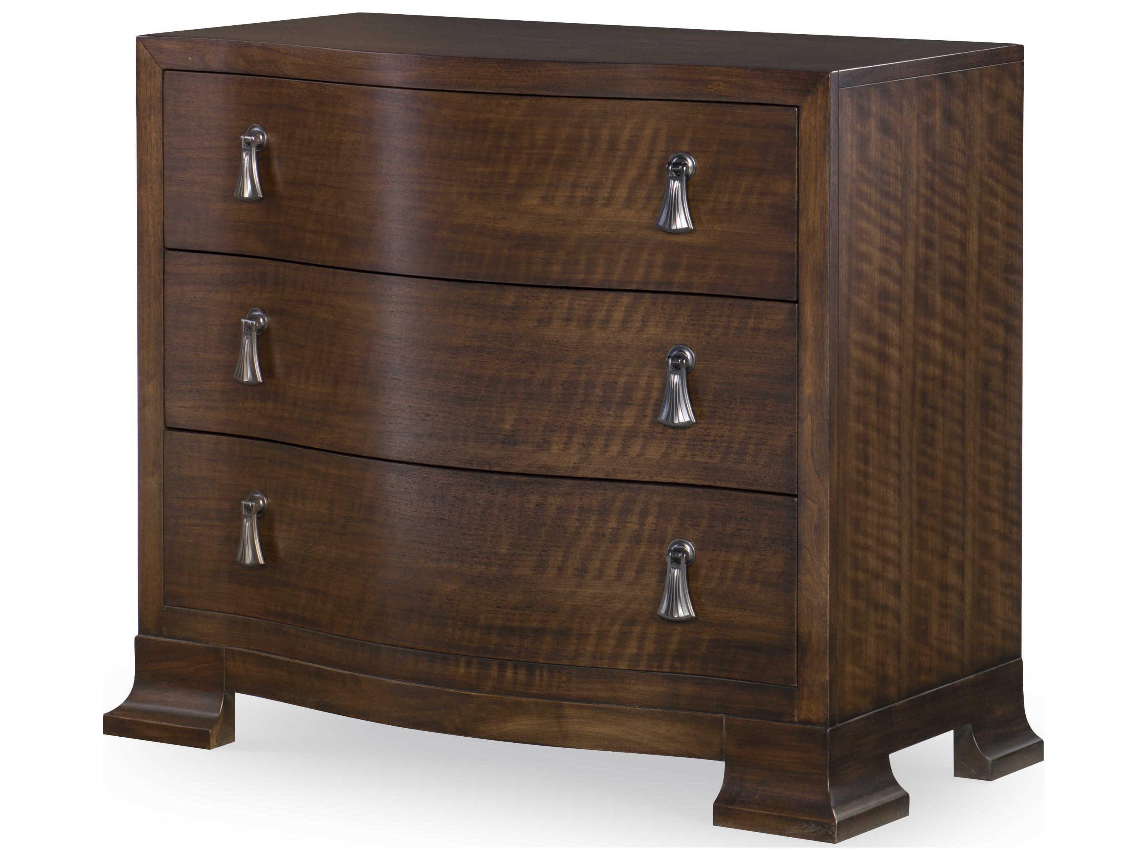 Citation Frasier Serpentine 3-Drawers Brown Walnut Wood Nightstand