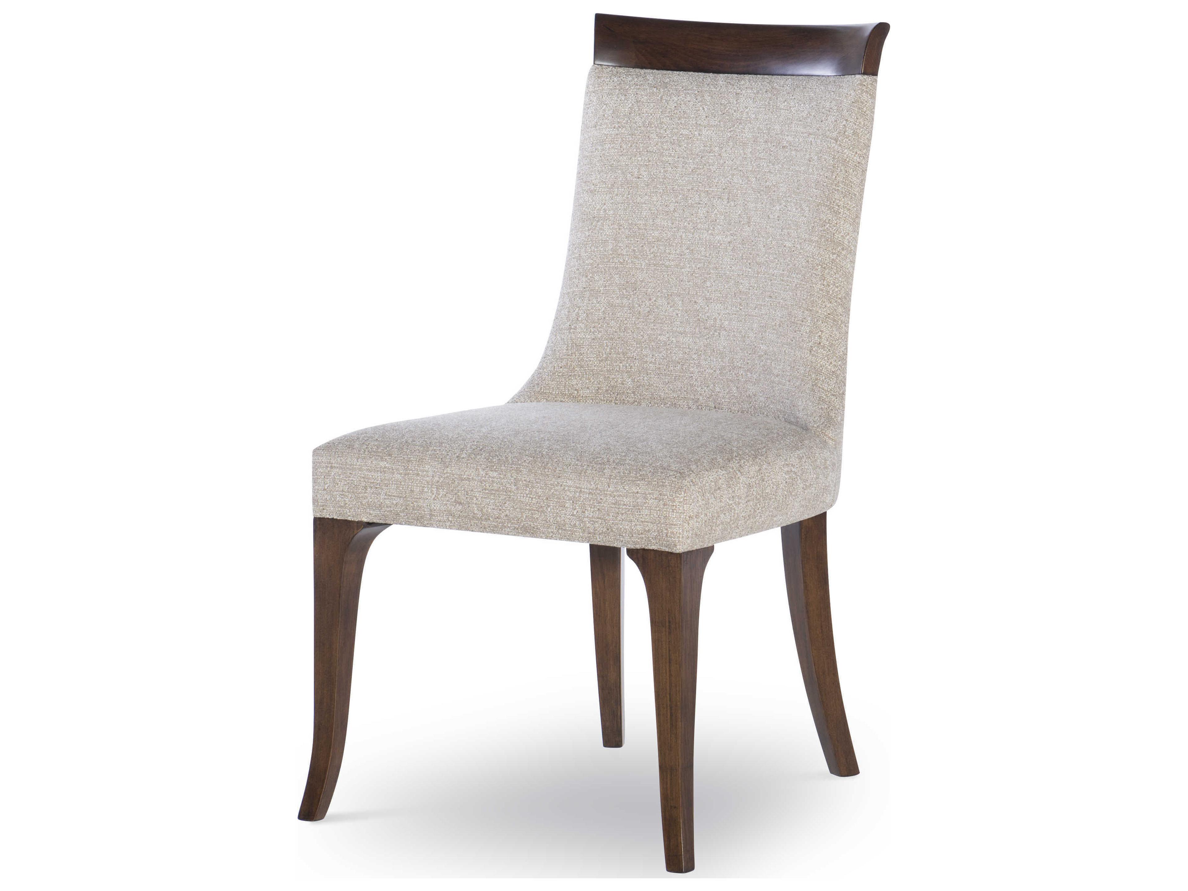 Citation Mira Walnut Wood Beige Upholstered Side Dining Chair