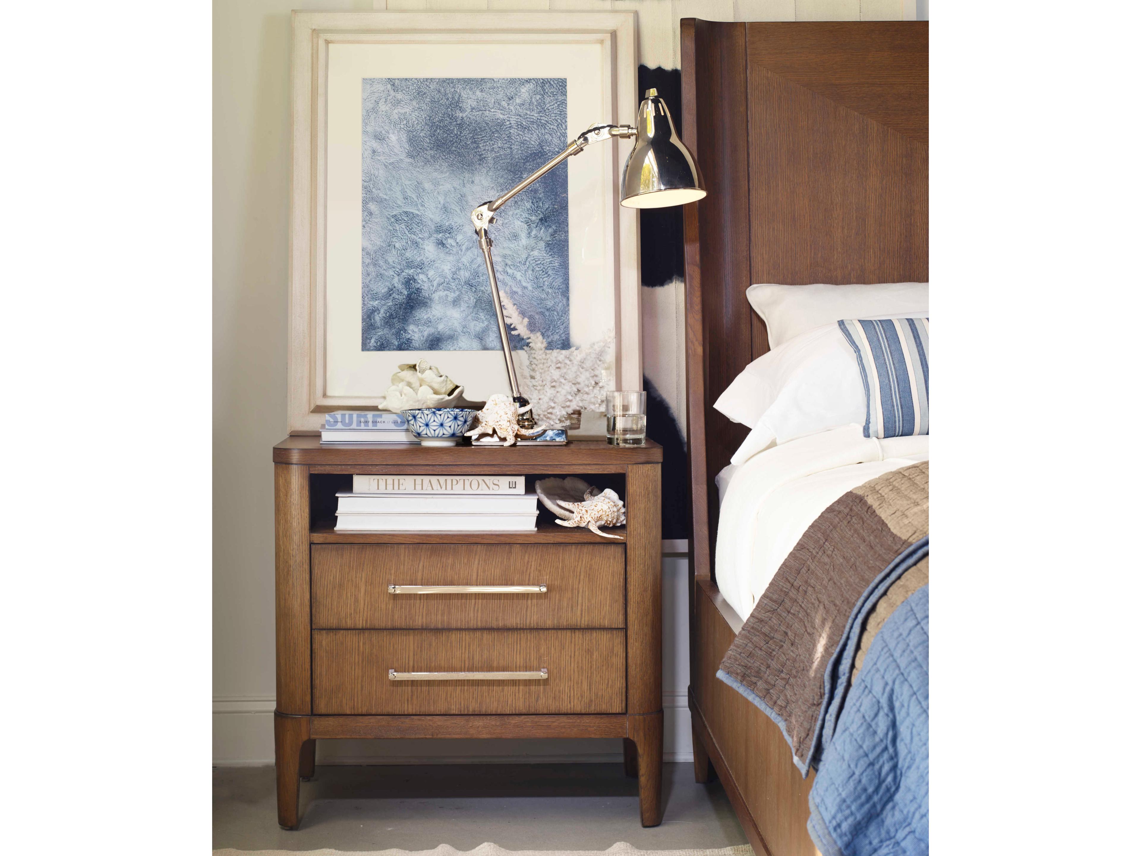 Century Furniture Bowery Place 2-Drawers Brown Oak Wood Nightstand