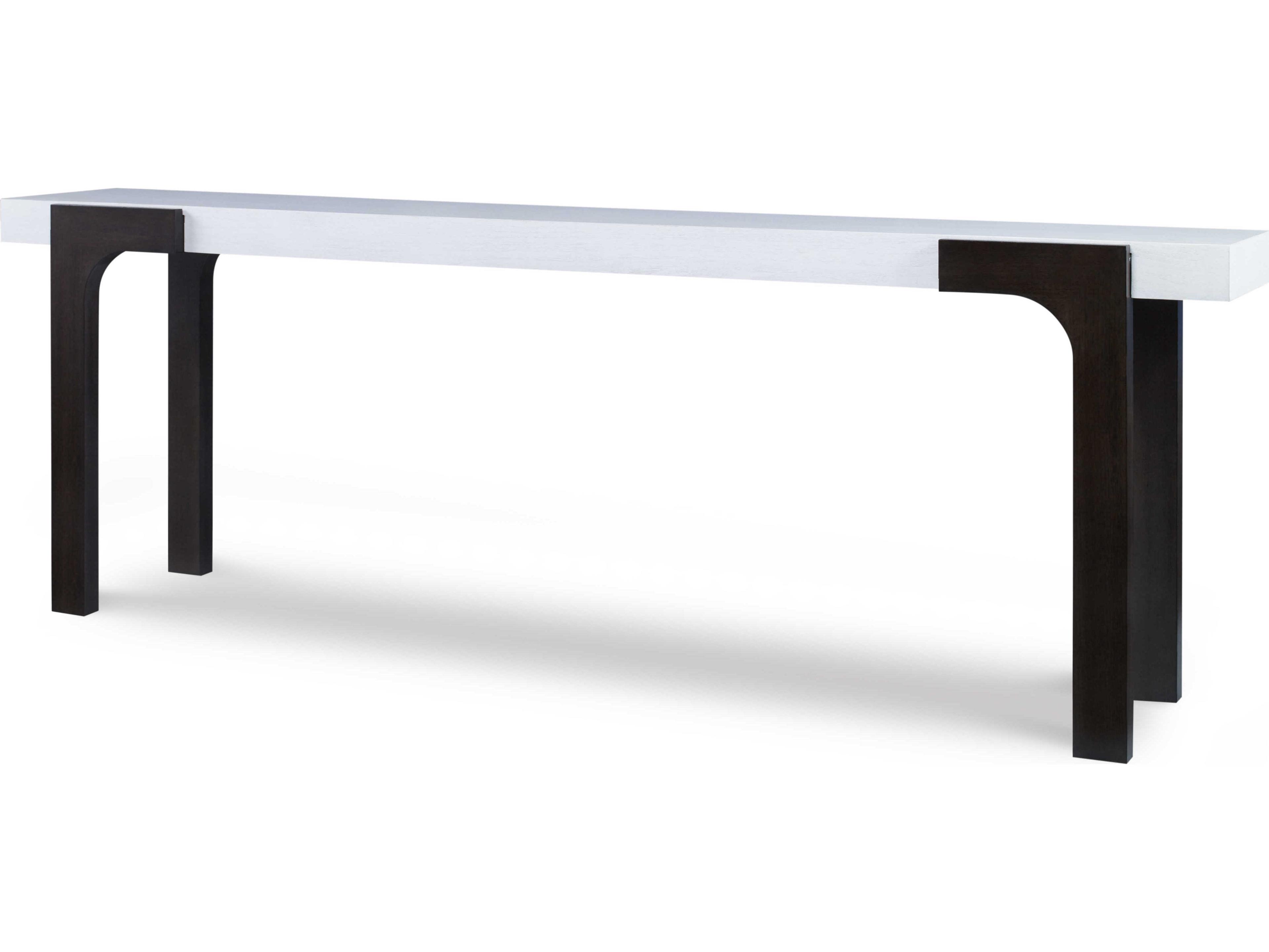 Aria Rectangular Wood Brownstone Oxford White Console Table