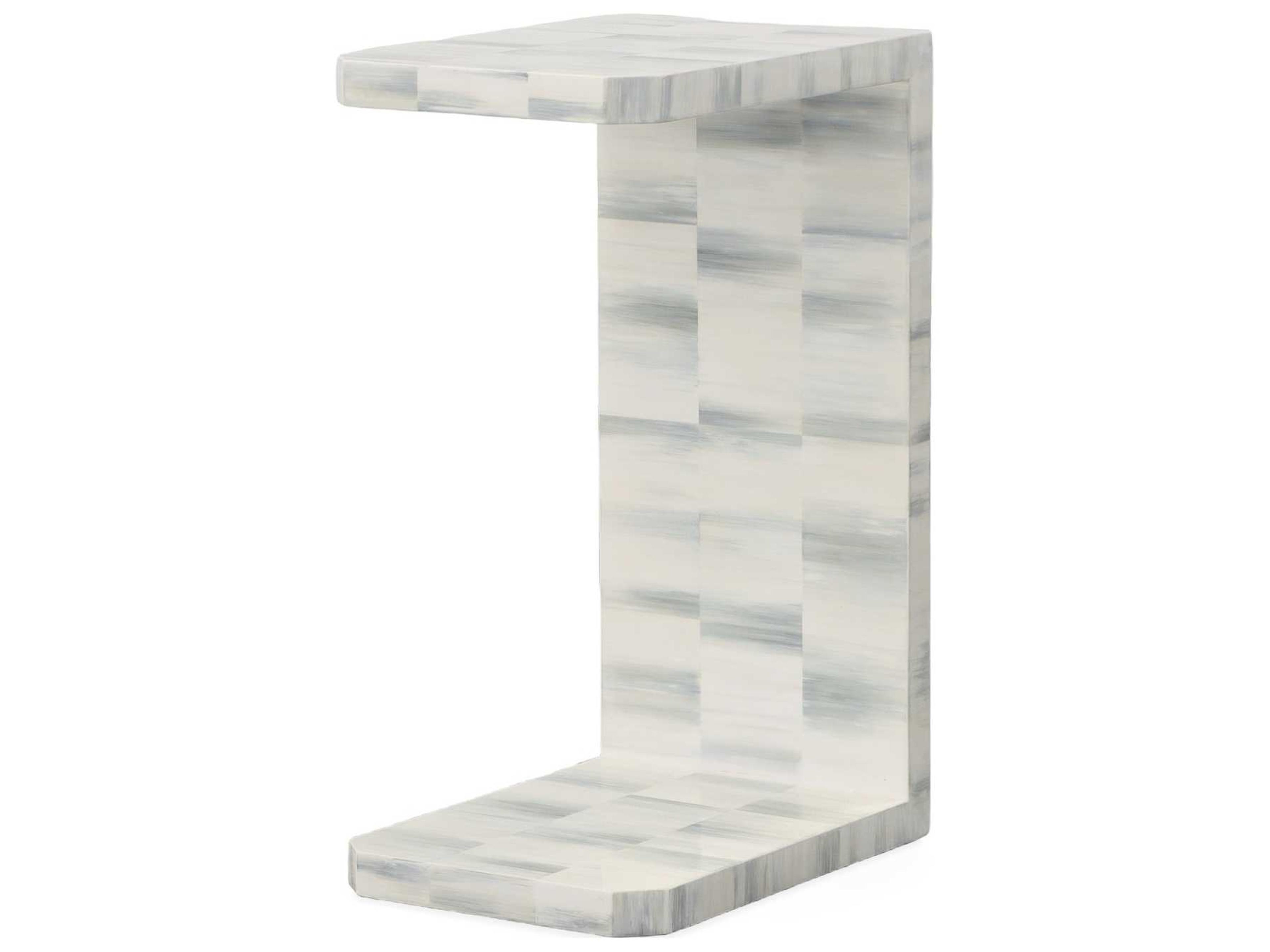 Compositions Rectangular Faux Marble White End Table