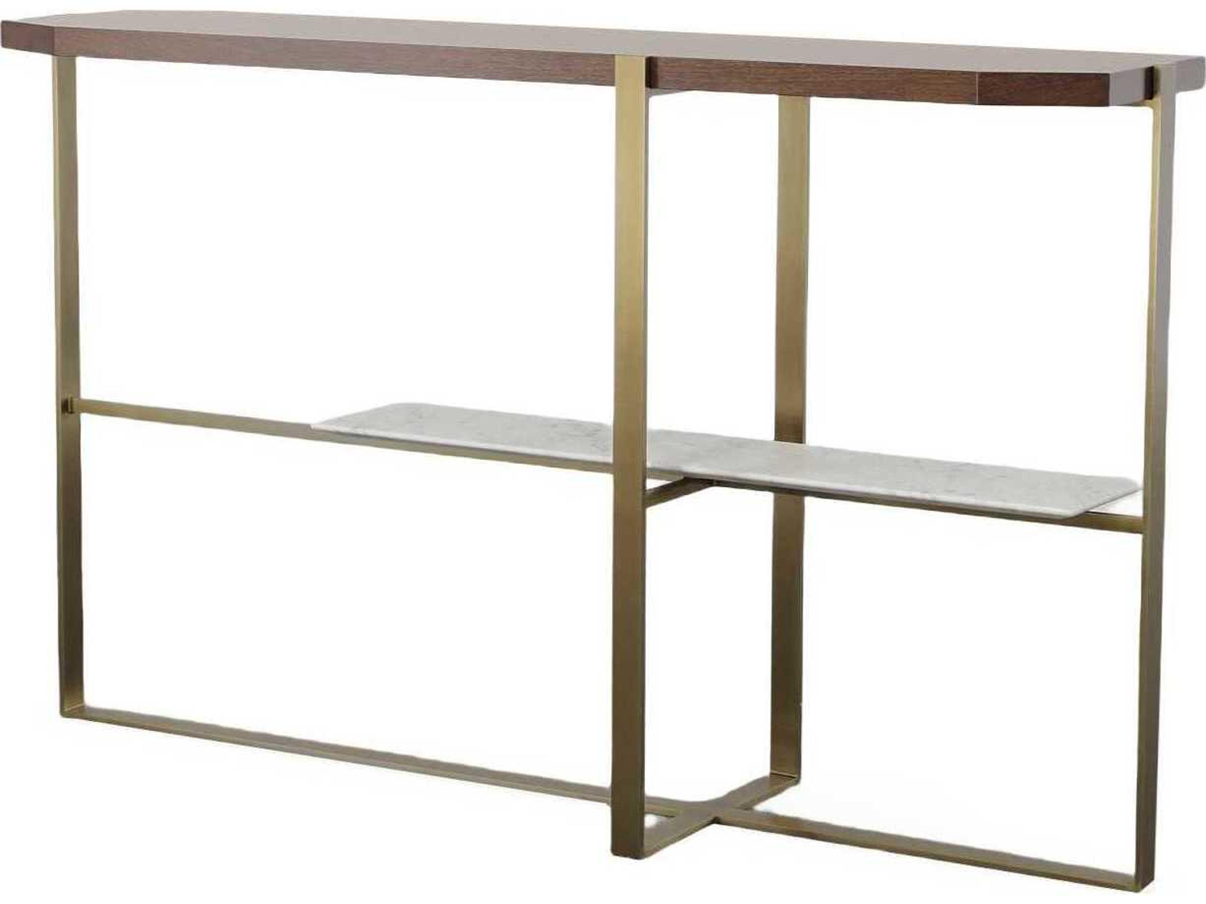 Compositions Rectangular Wood Bridgeton Satin Brass Console Table