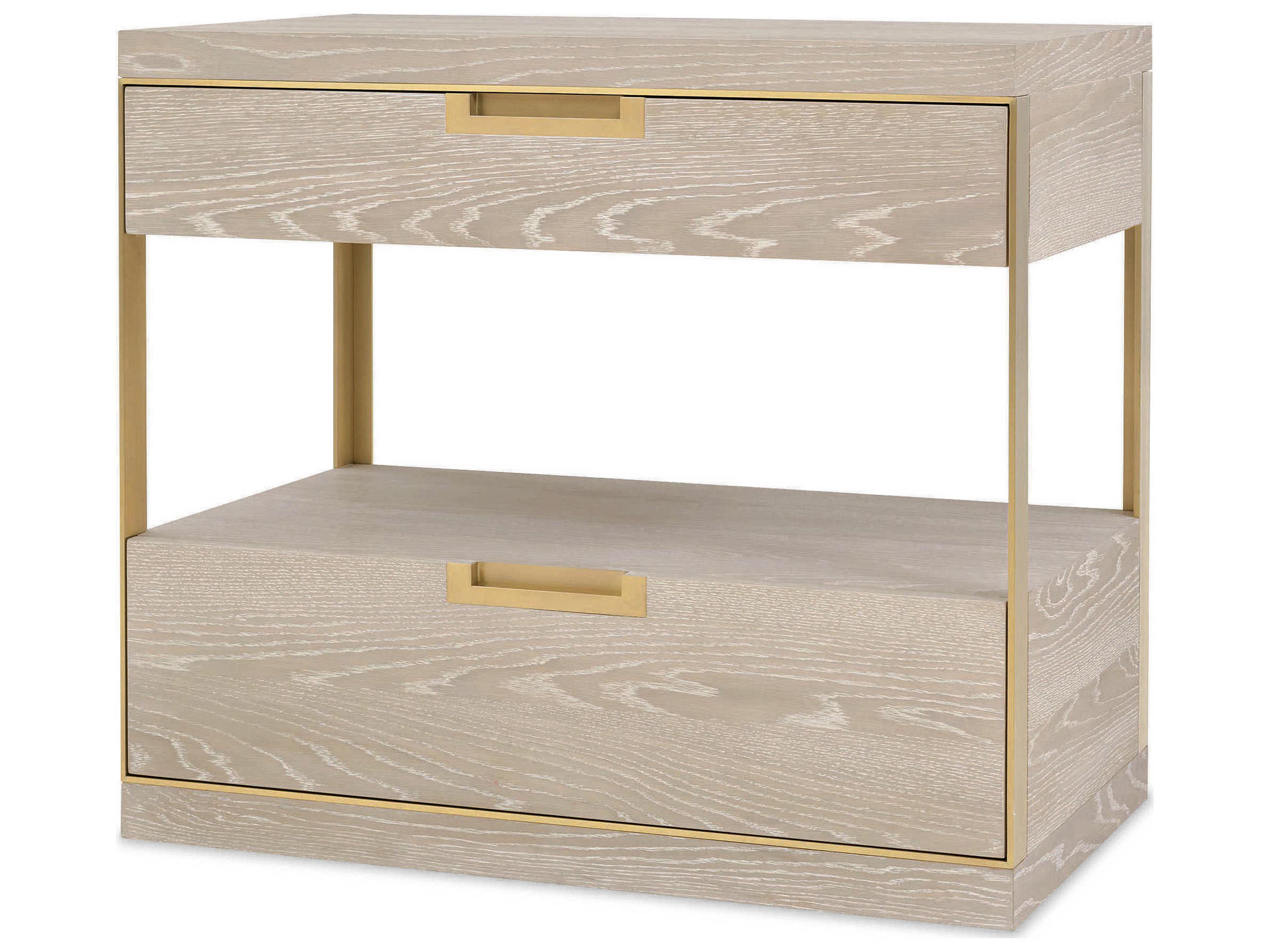 Cadence 2-Drawers Brown Oak Wood Nightstand