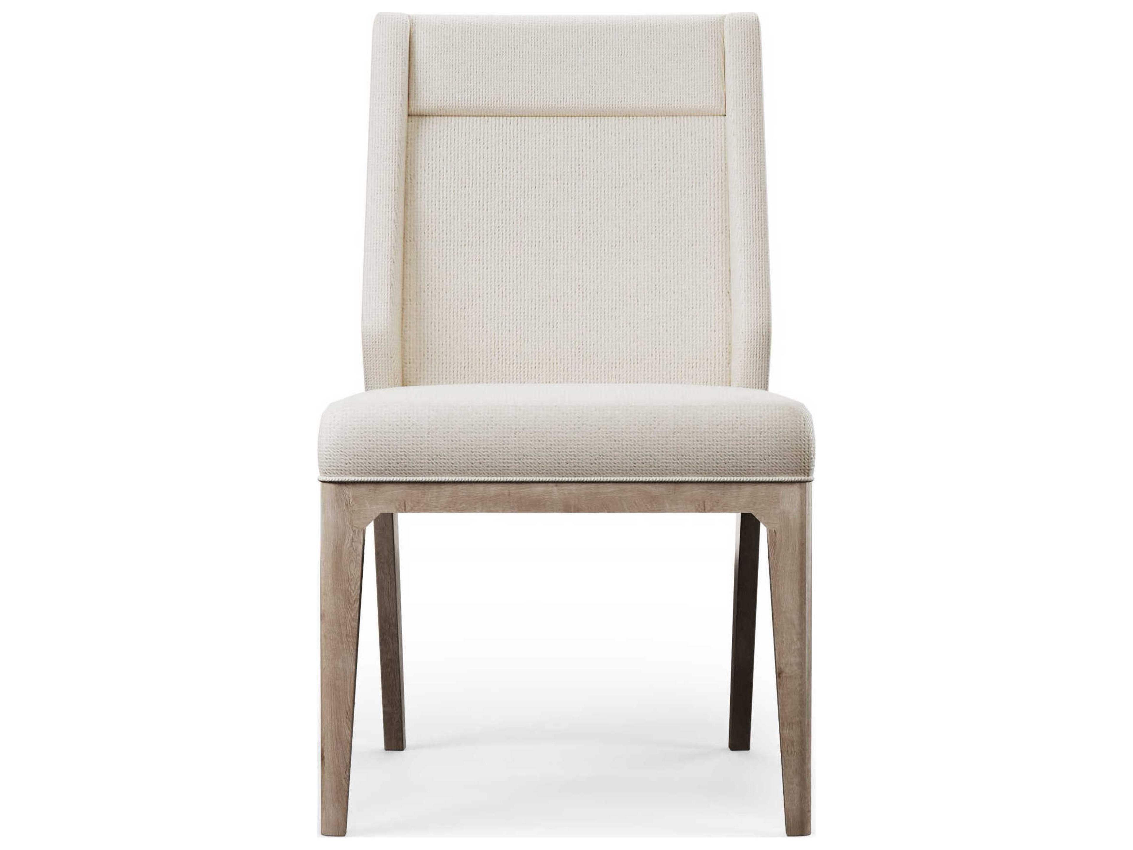 Century Furniture Cadence Oak Wood White Upholstered Side Dining Chair
