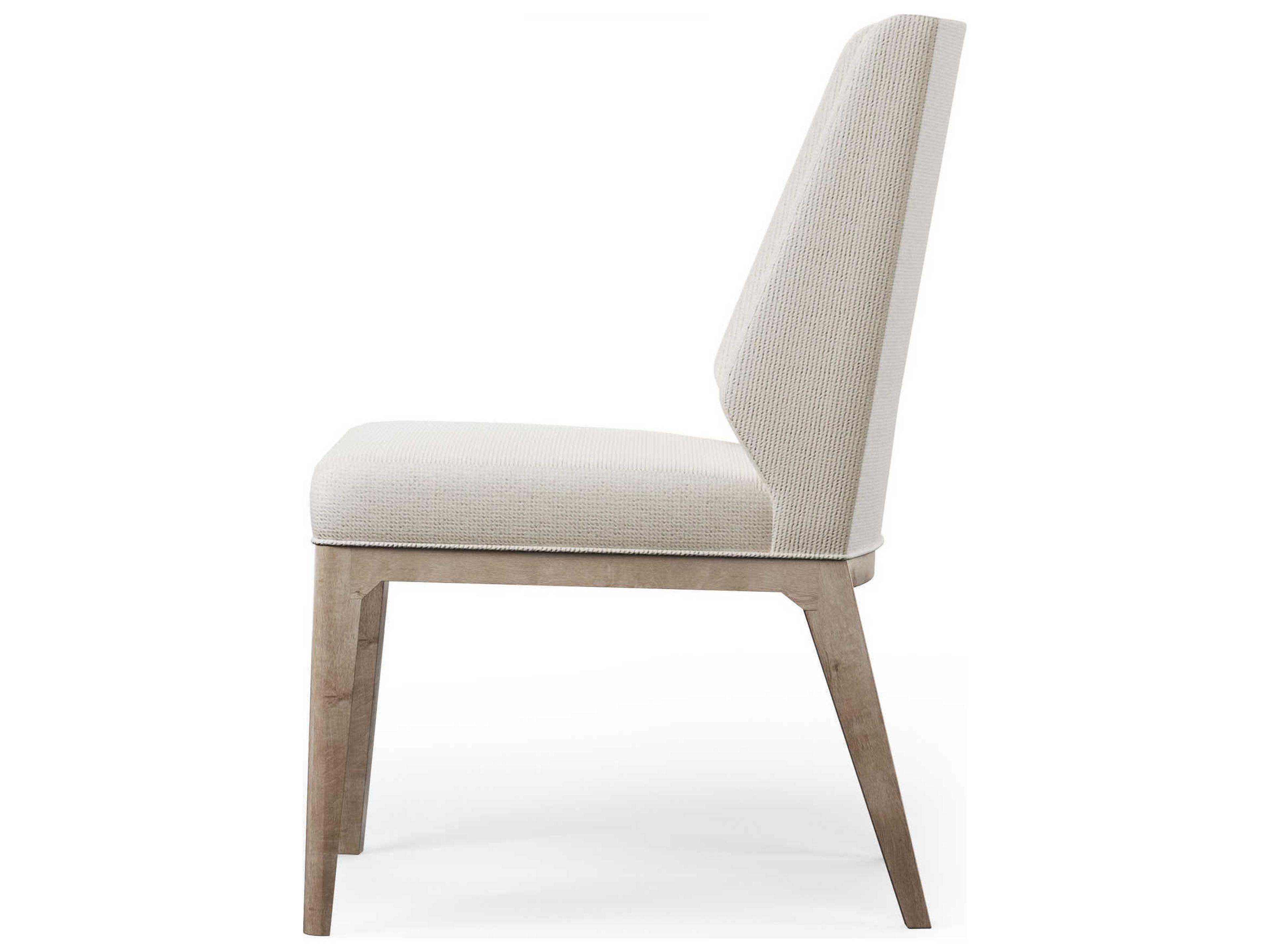 Century Furniture Cadence Oak Wood White Upholstered Side Dining Chair
