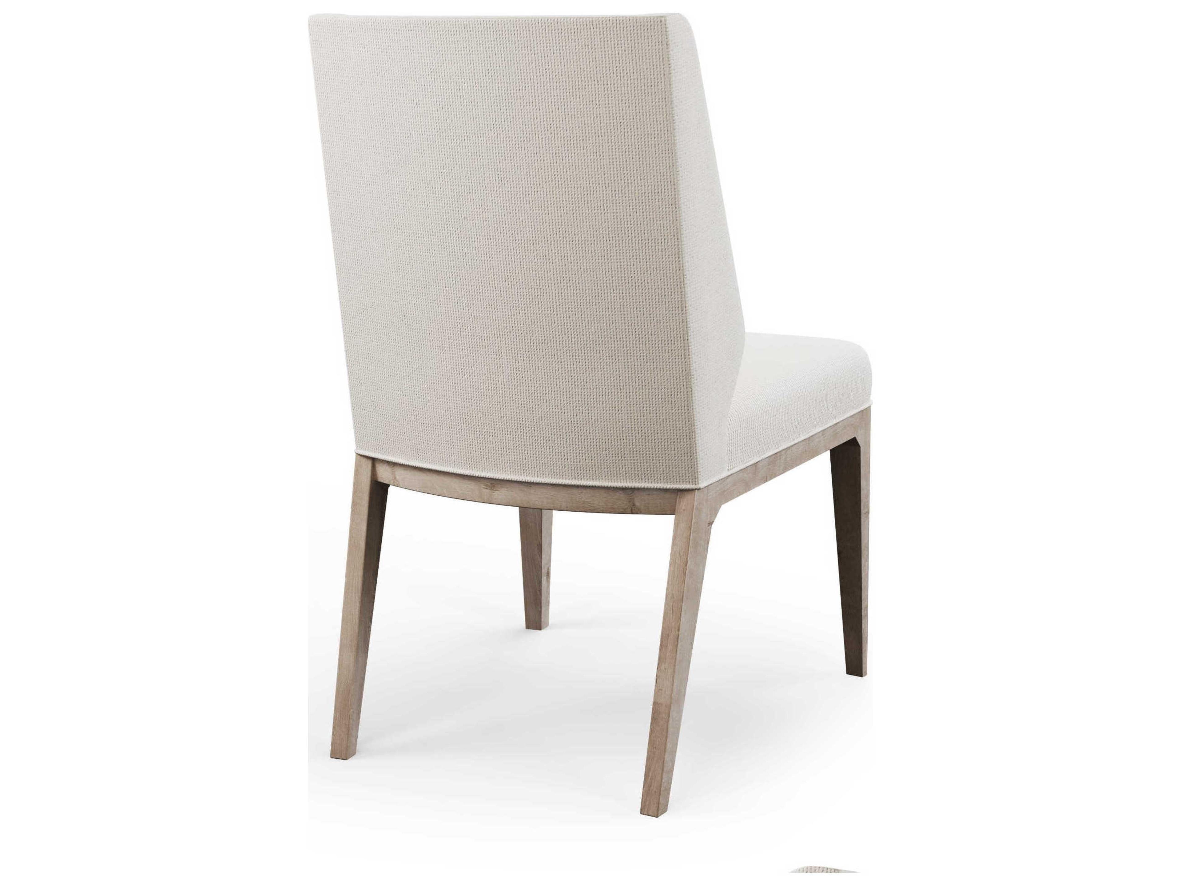 Century Furniture Cadence Oak Wood White Upholstered Side Dining Chair
