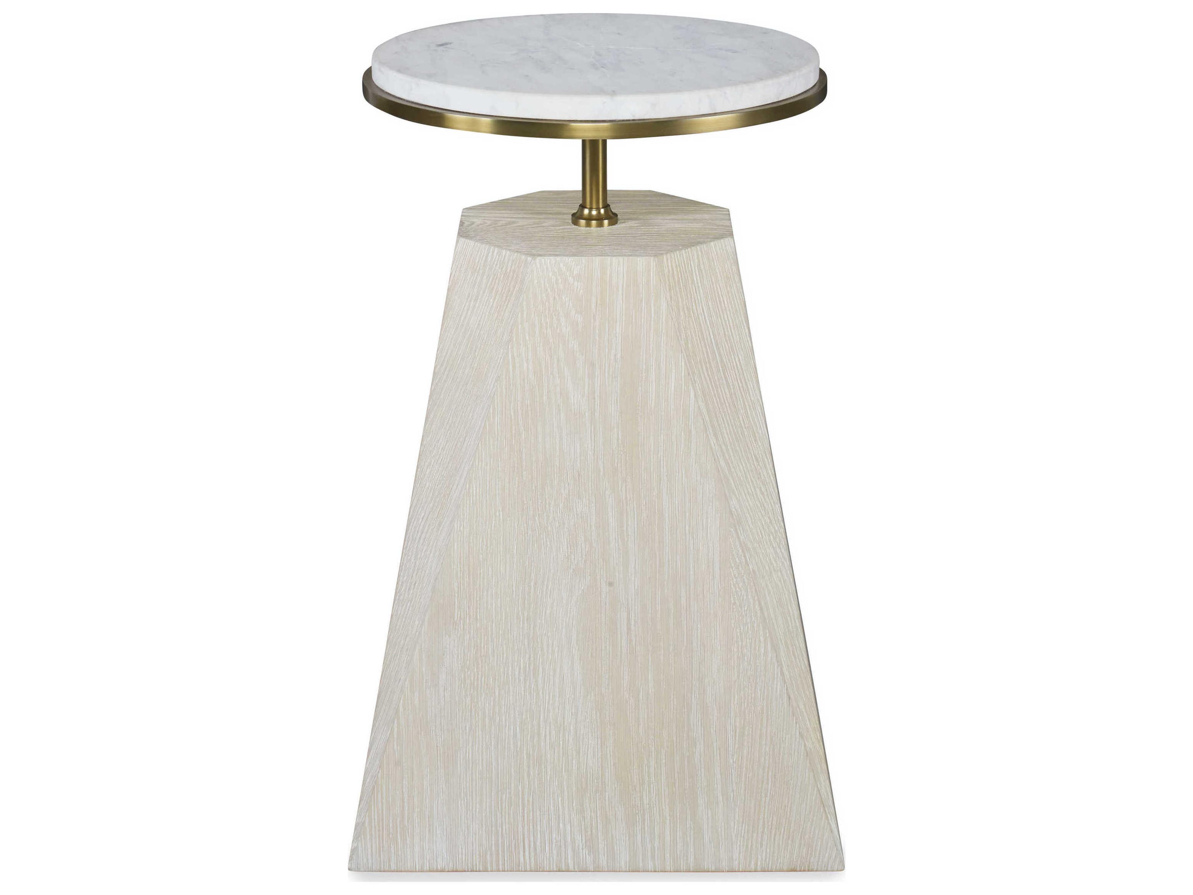 Century Furniture Cadence Round Carra Marble Sand Cerused End Table