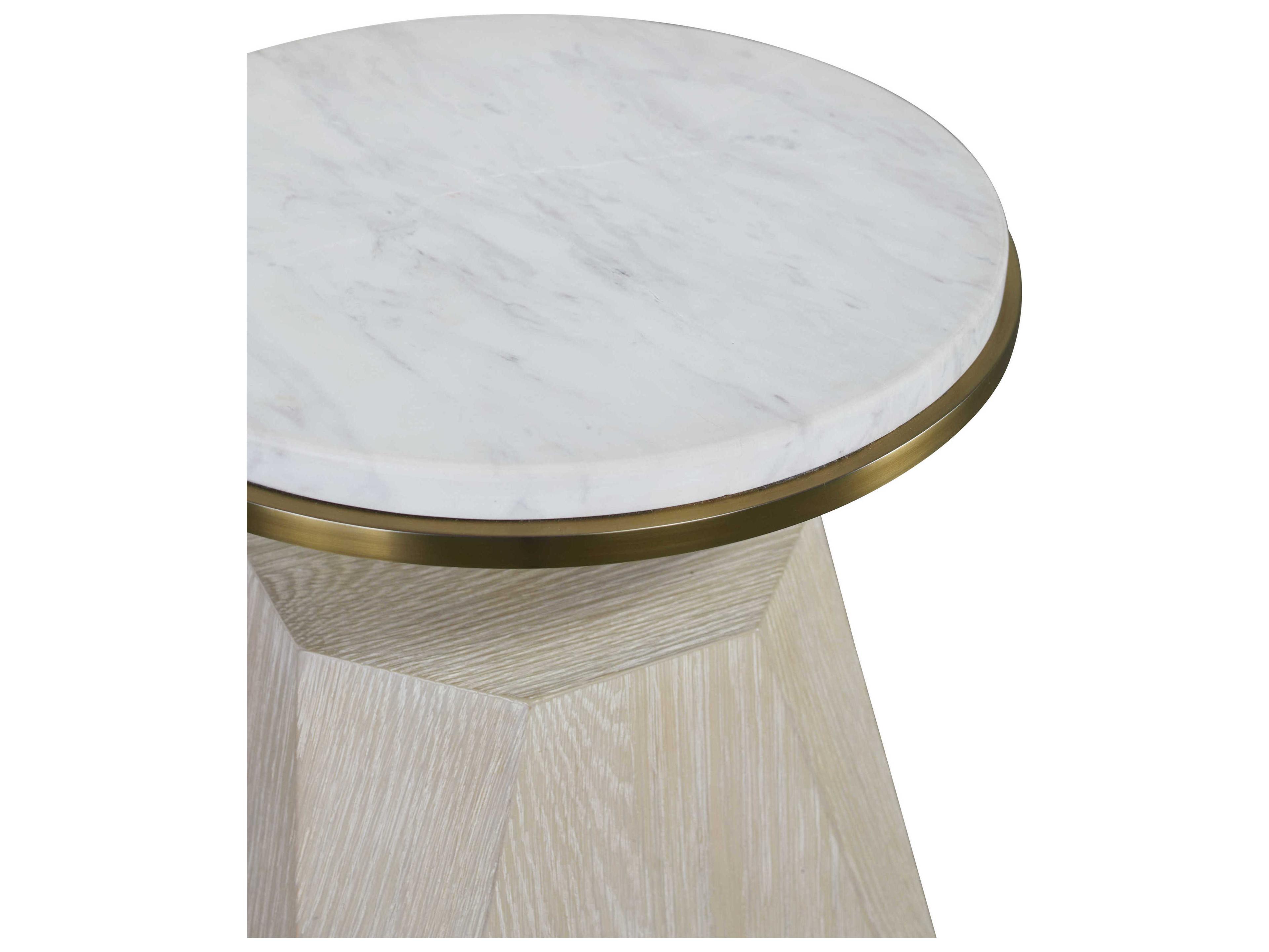 Century Furniture Cadence Round Carra Marble Sand Cerused End Table