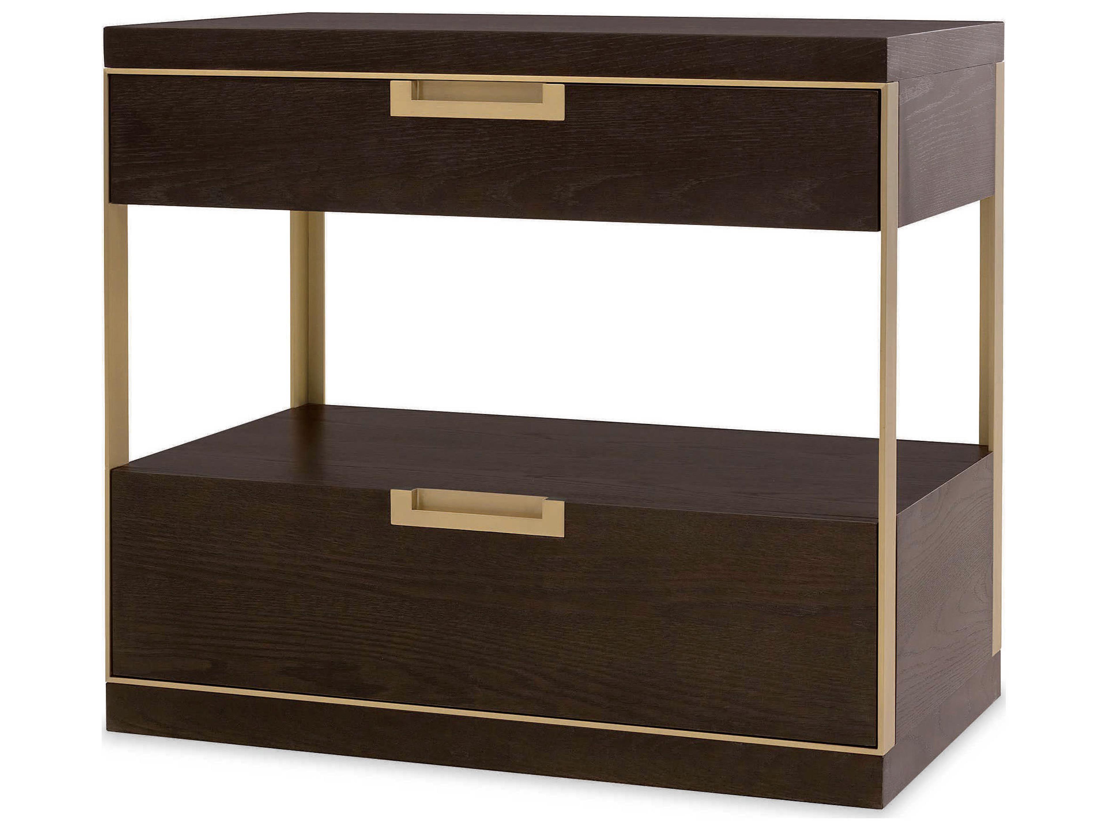 Cadence 2-Drawers Brown Oak Wood Nightstand