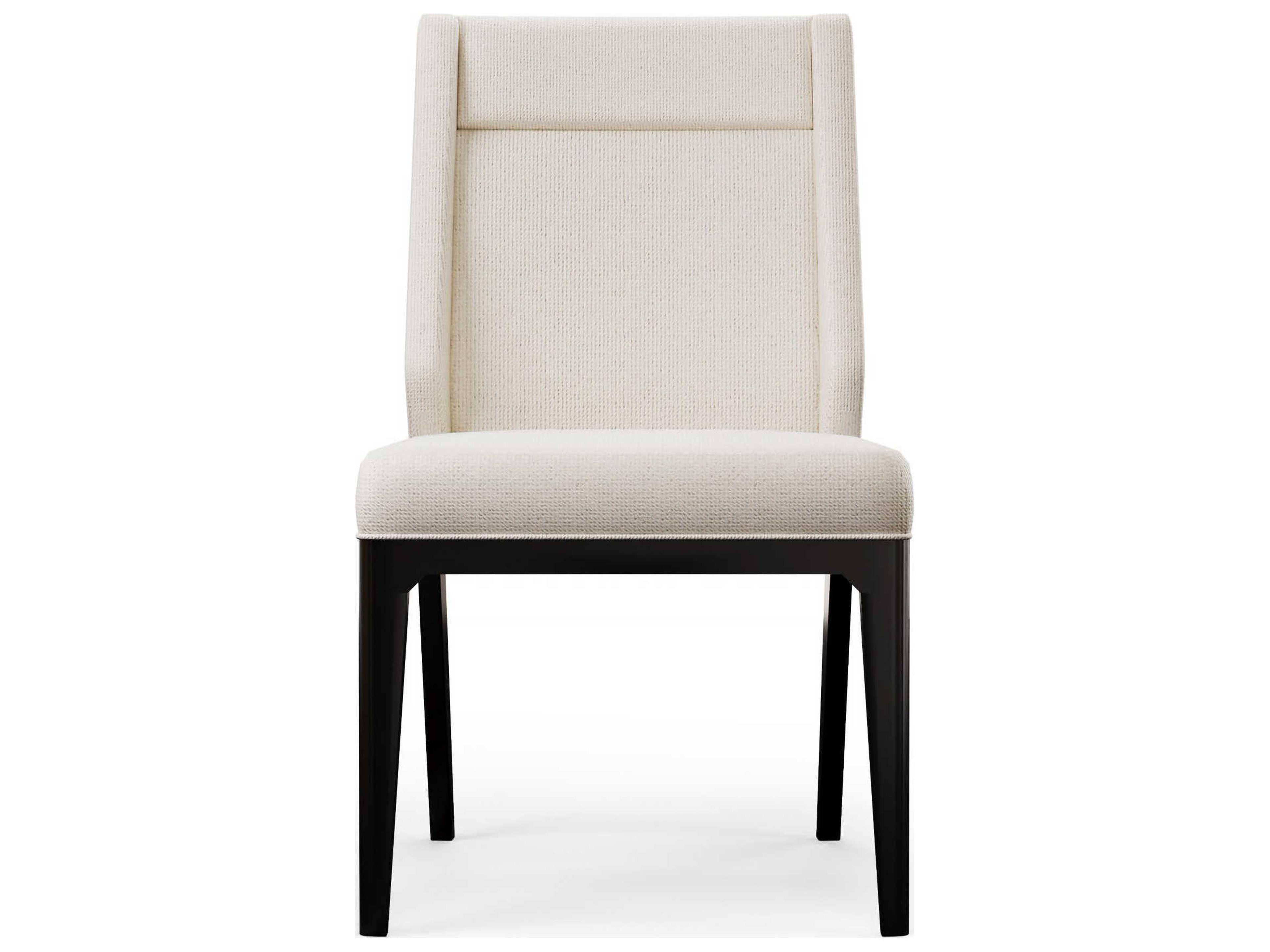Century Furniture Cadence Oak Wood White Upholstered Side Dining Chair