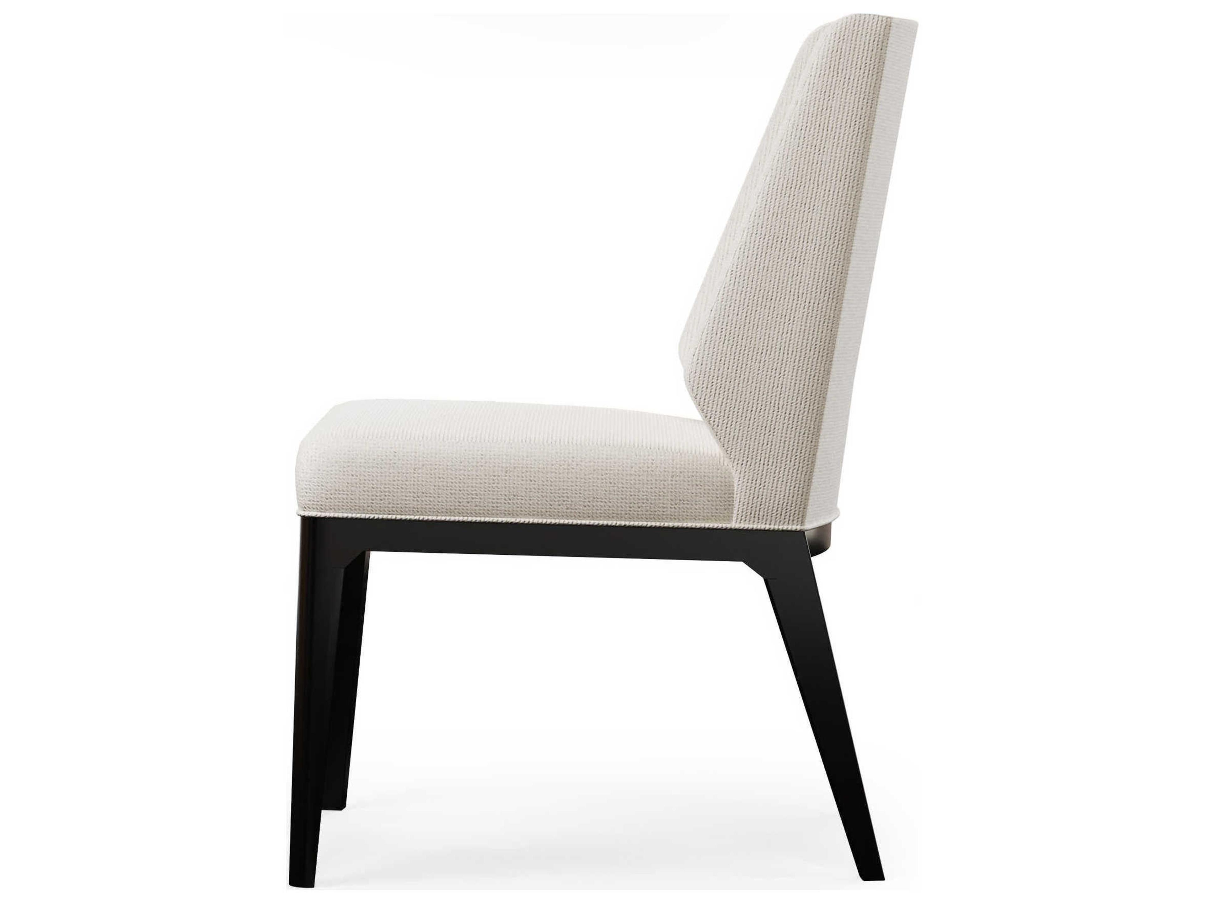 Century Furniture Cadence Oak Wood White Upholstered Side Dining Chair