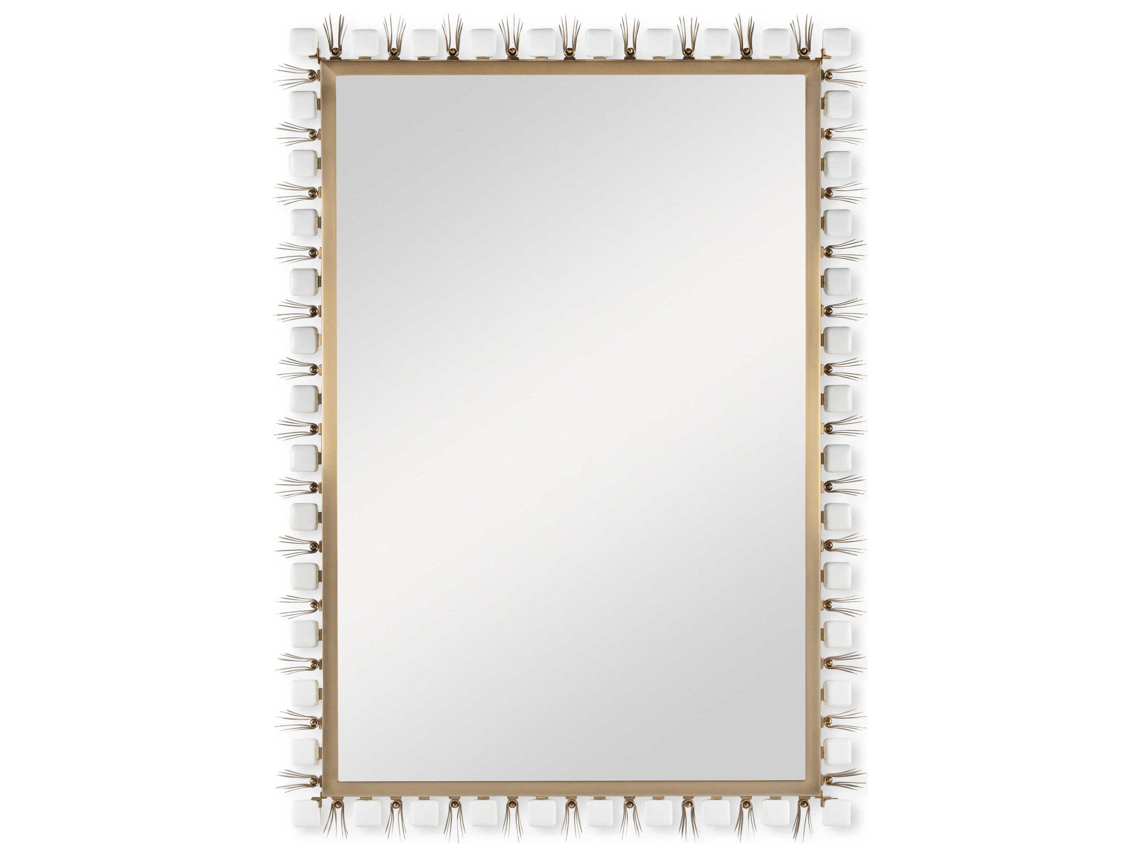 Century Furniture Cadence Antique Brass White Enameled Rectangular Wall Mirror