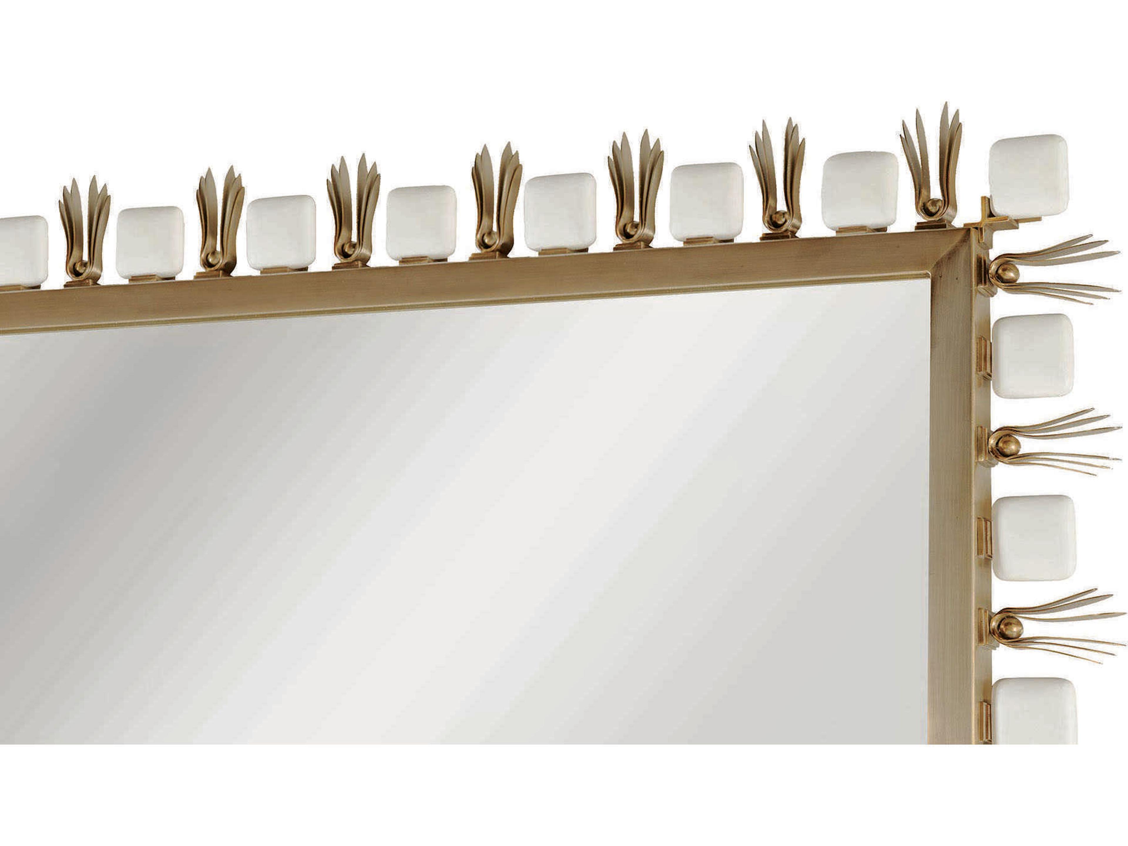 Century Furniture Cadence Antique Brass White Enameled Rectangular Wall Mirror