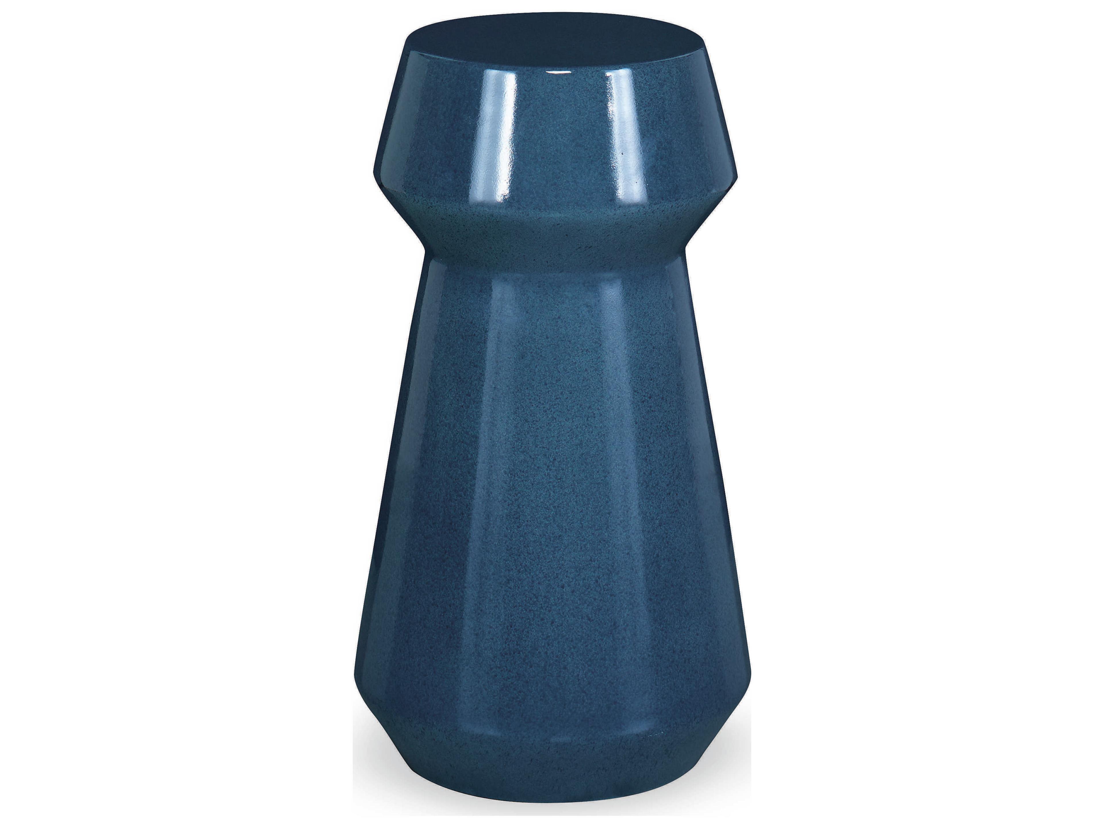 Century Furniture Cadence Round Concrete Blue End Table