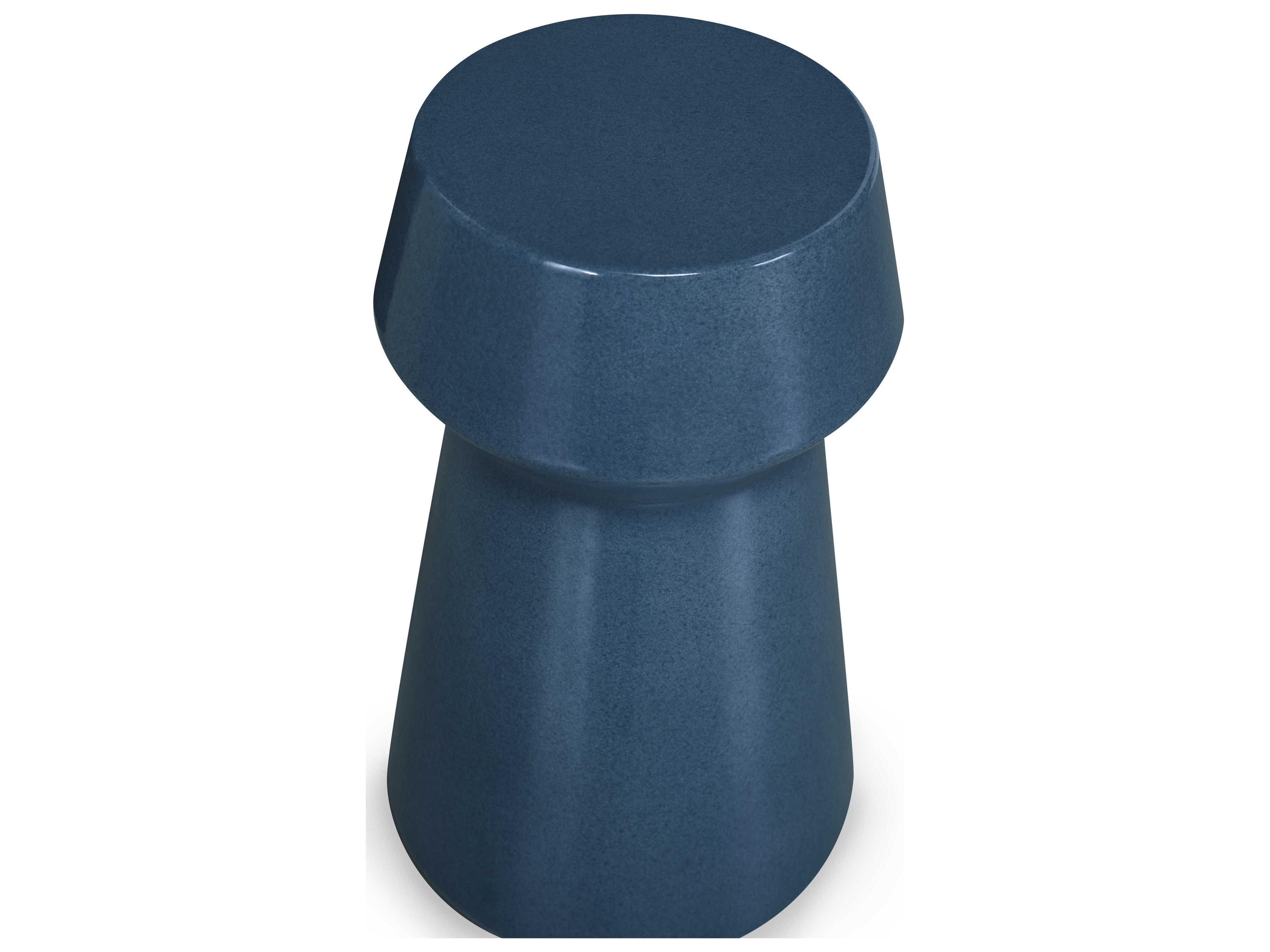 Century Furniture Cadence Round Concrete Blue End Table