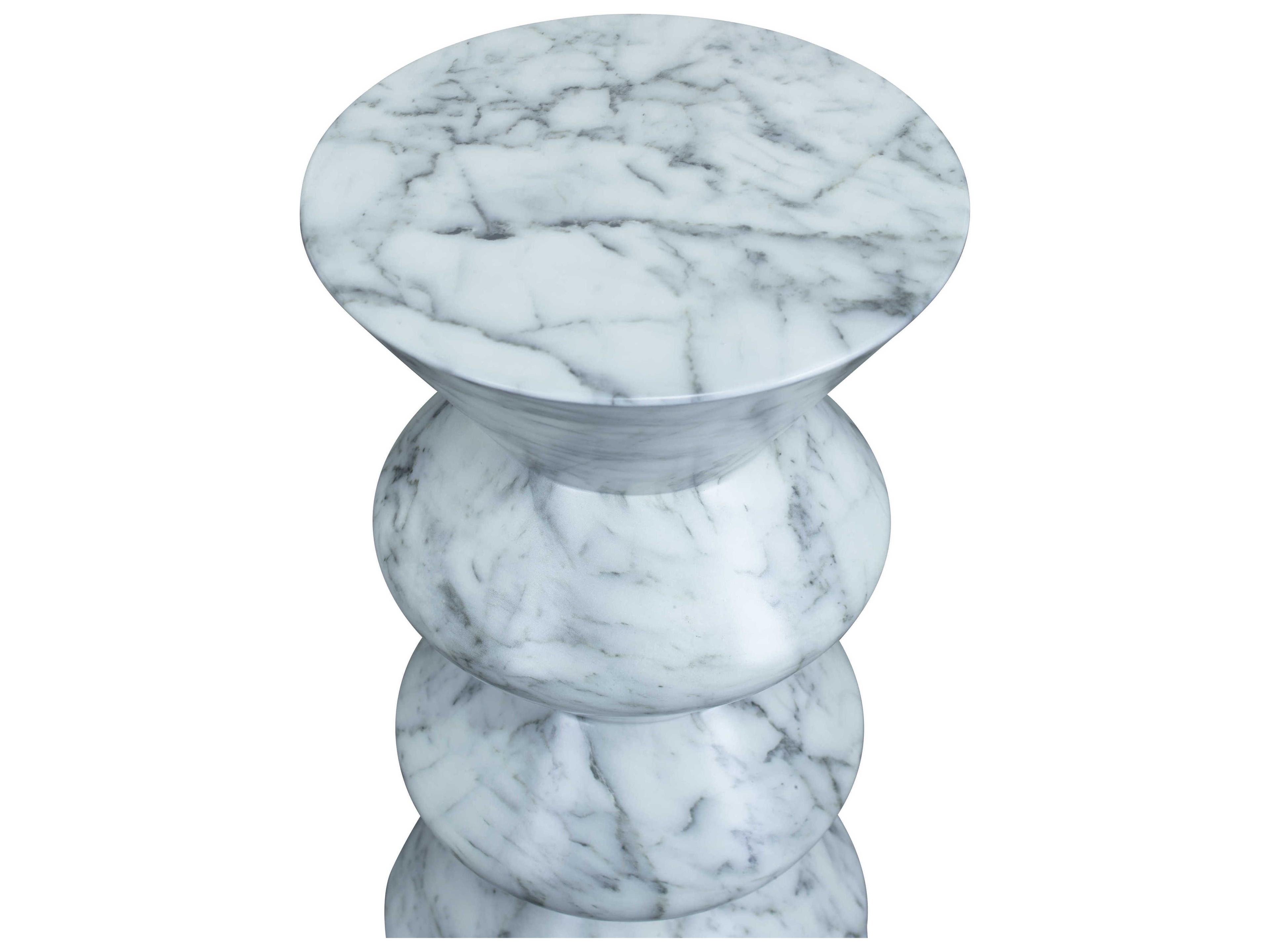 Century Furniture Cadence Round Concrete White & Black Marble End Table