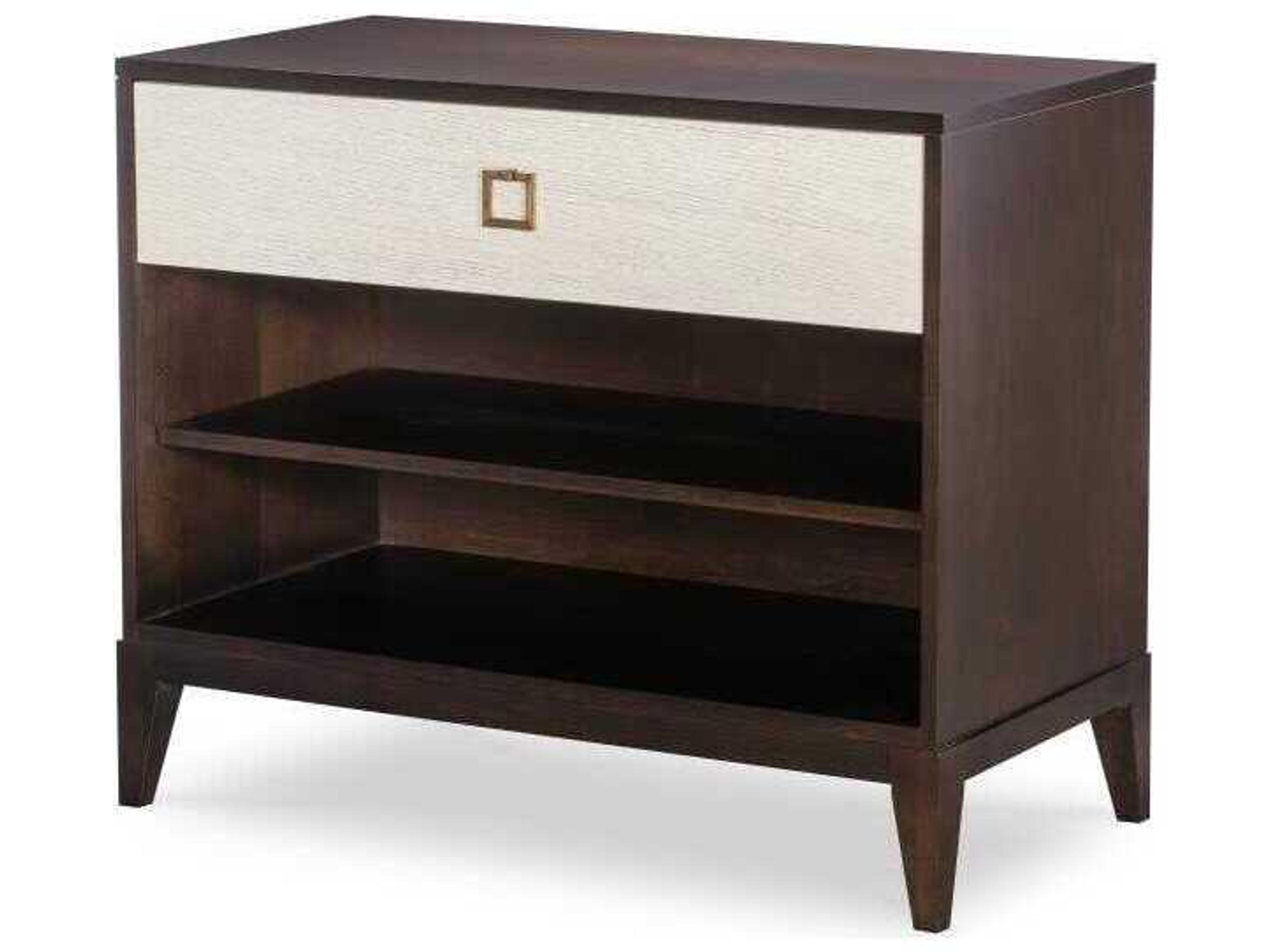 Details Case 1-Drawer Brown Oak Wood Nightstand