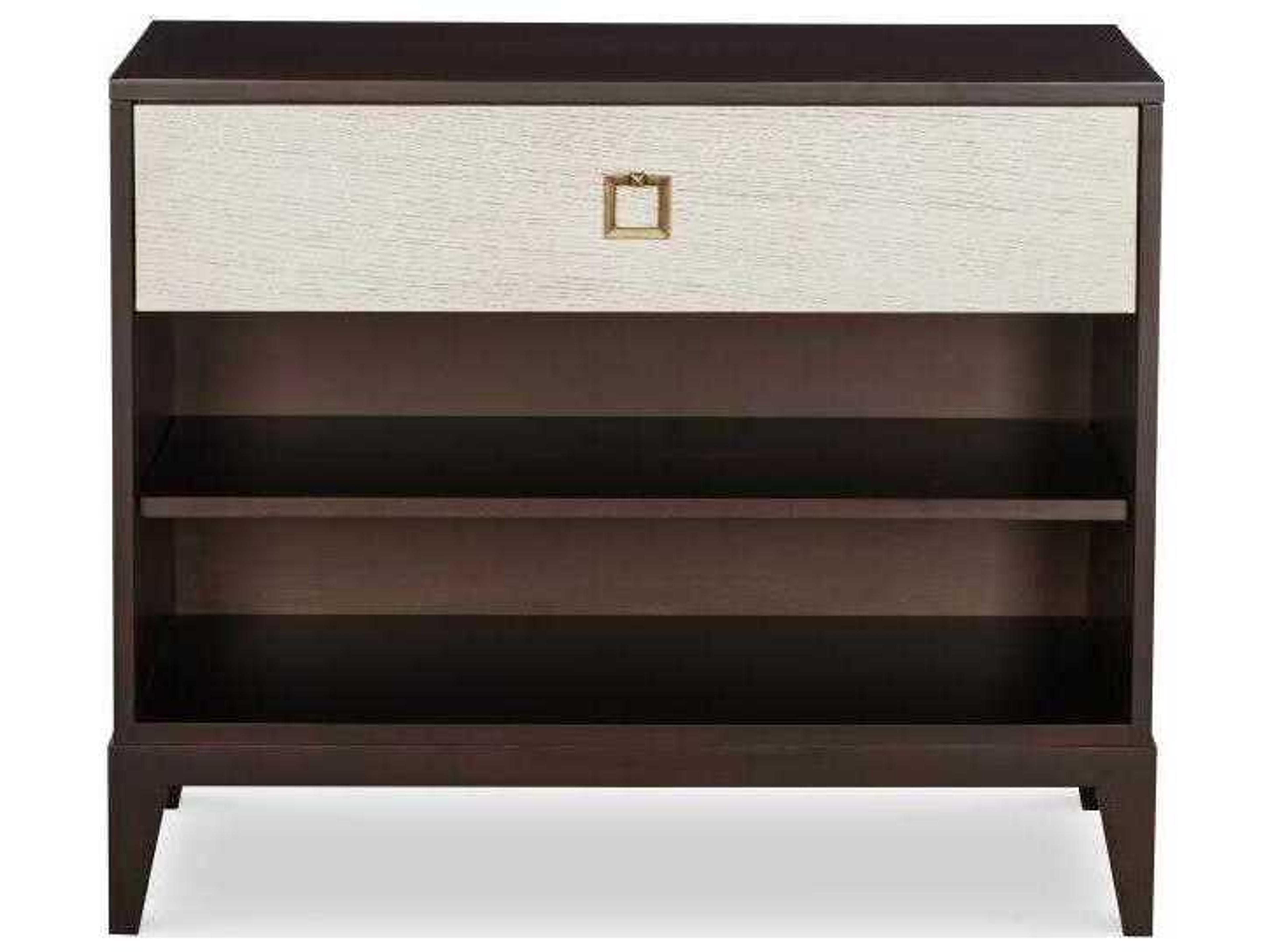 Century Furniture Details Case 1-Drawer Brown Oak Wood Nightstand