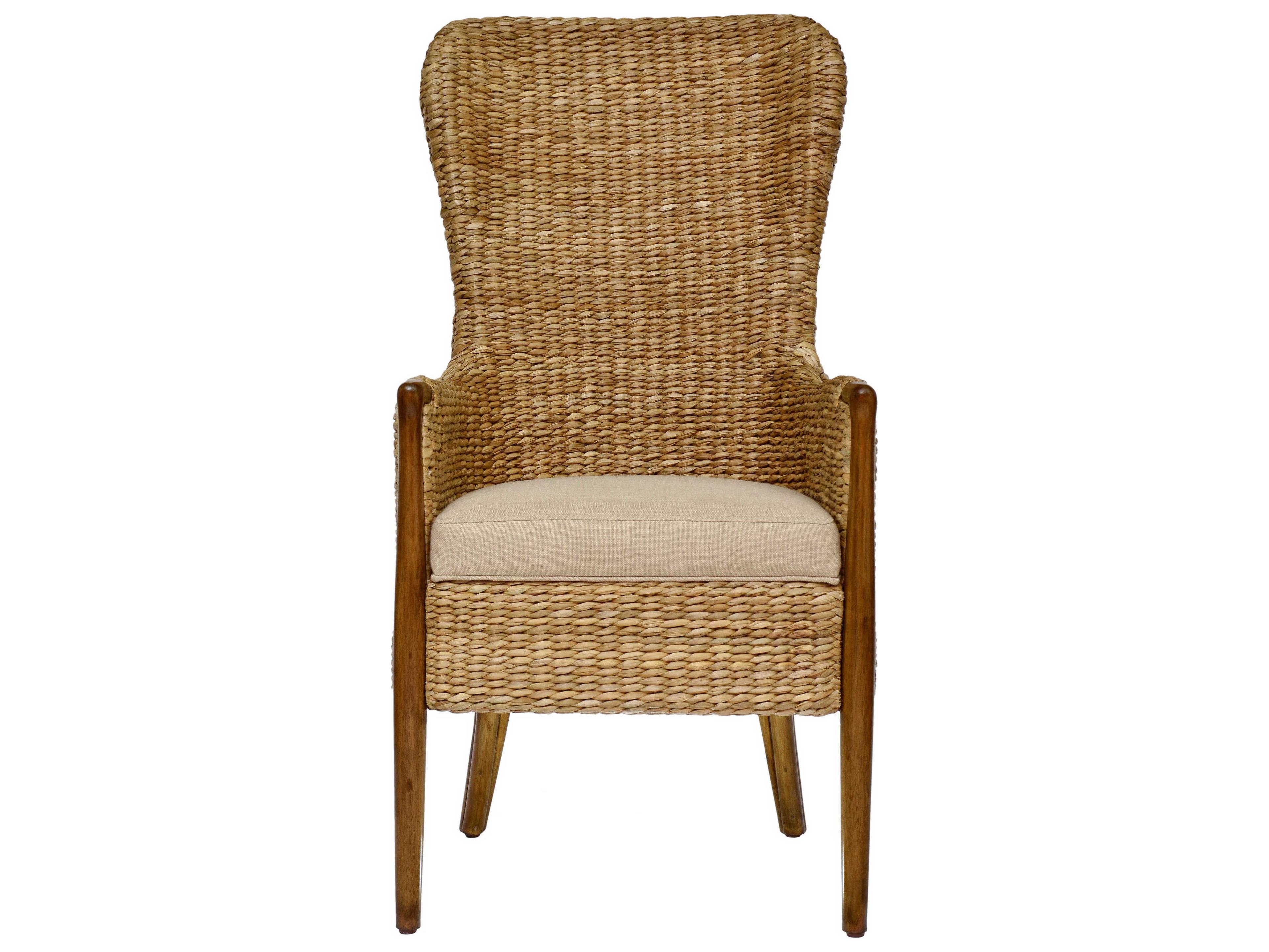 Century Furniture Curate Rattan Brown Upholstered Arm Dining Chair