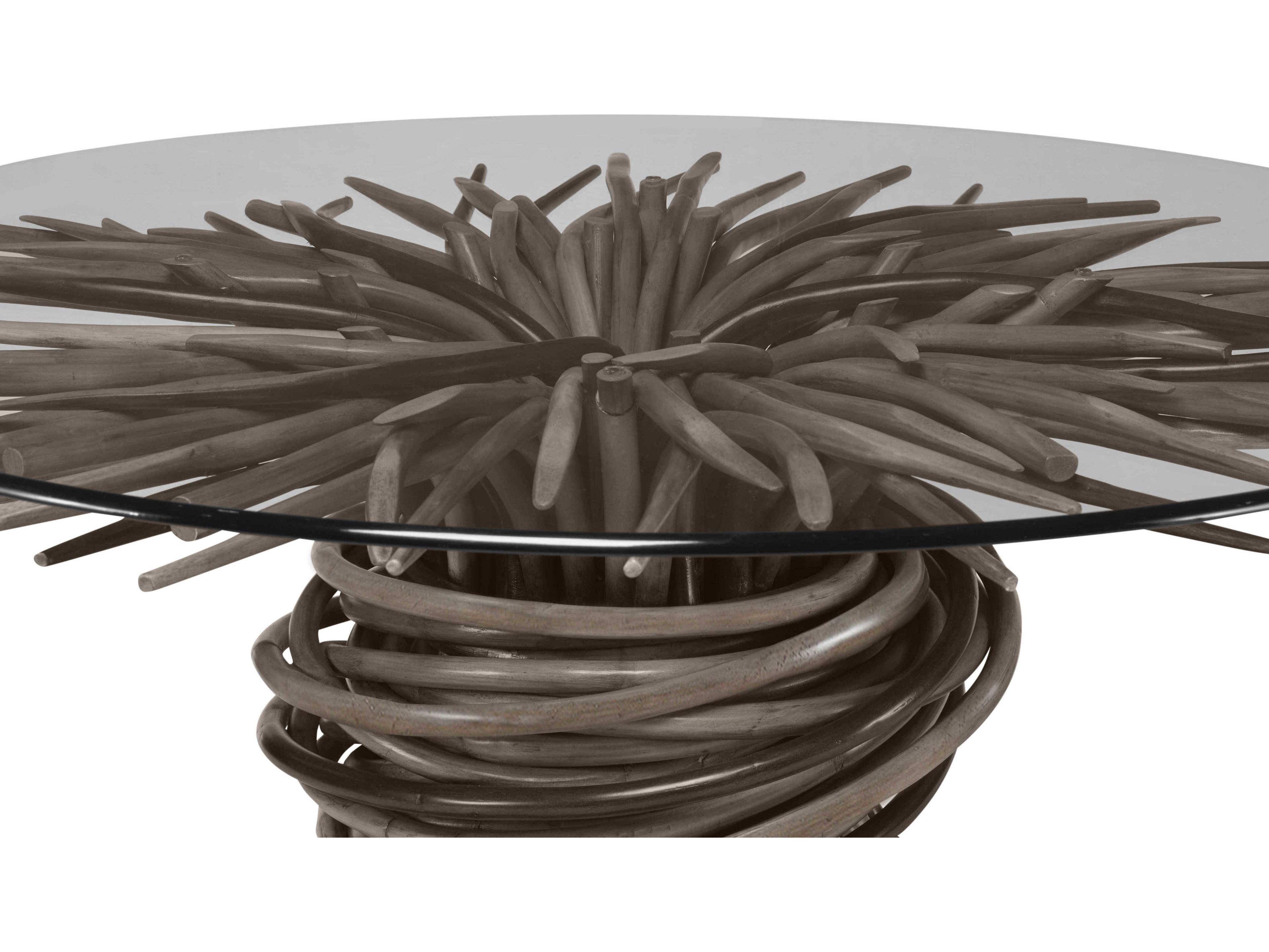 Century Furniture Curate Round Glass Grey Dining Table