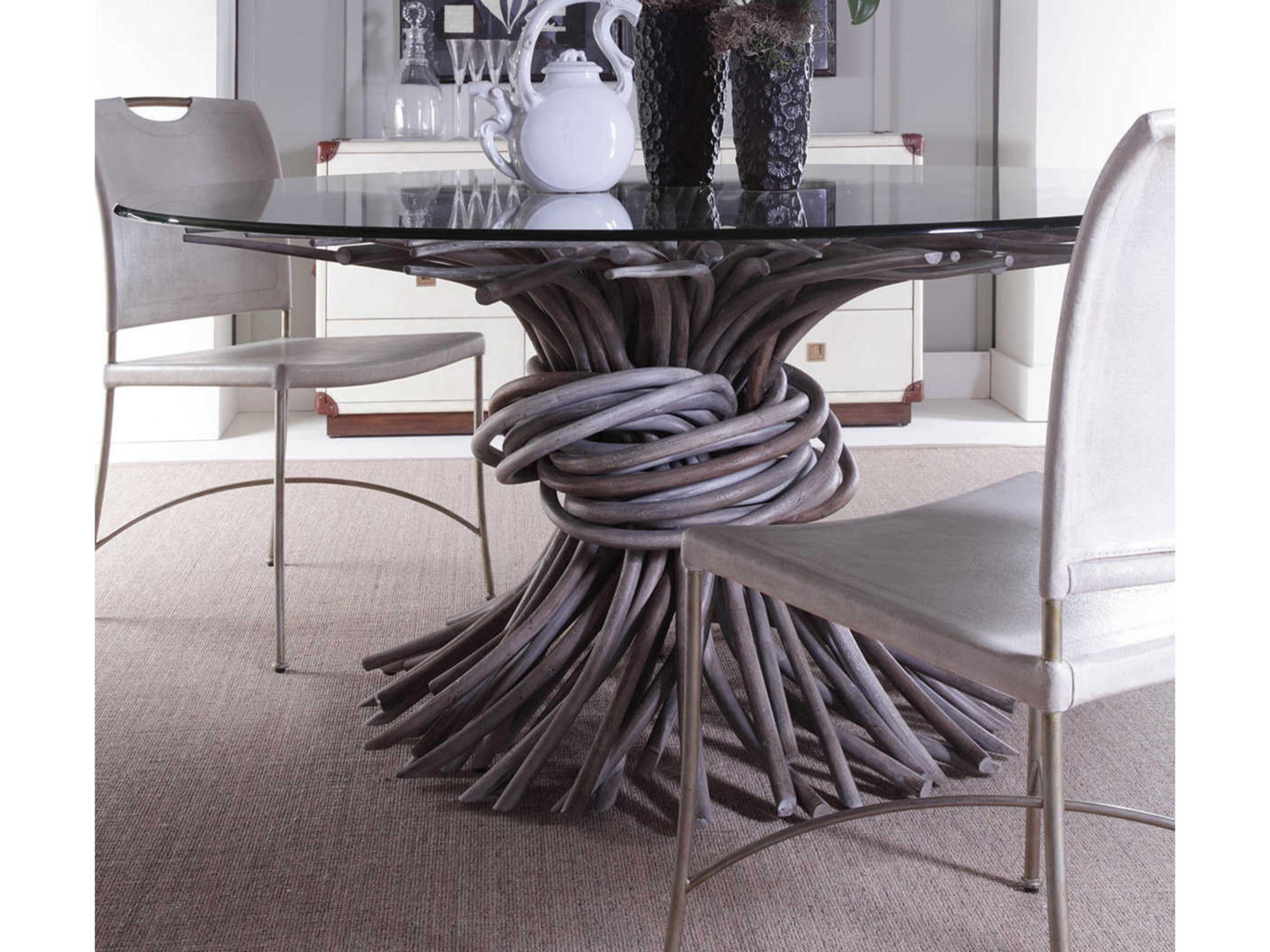 Century Furniture Curate Round Glass Grey Dining Table