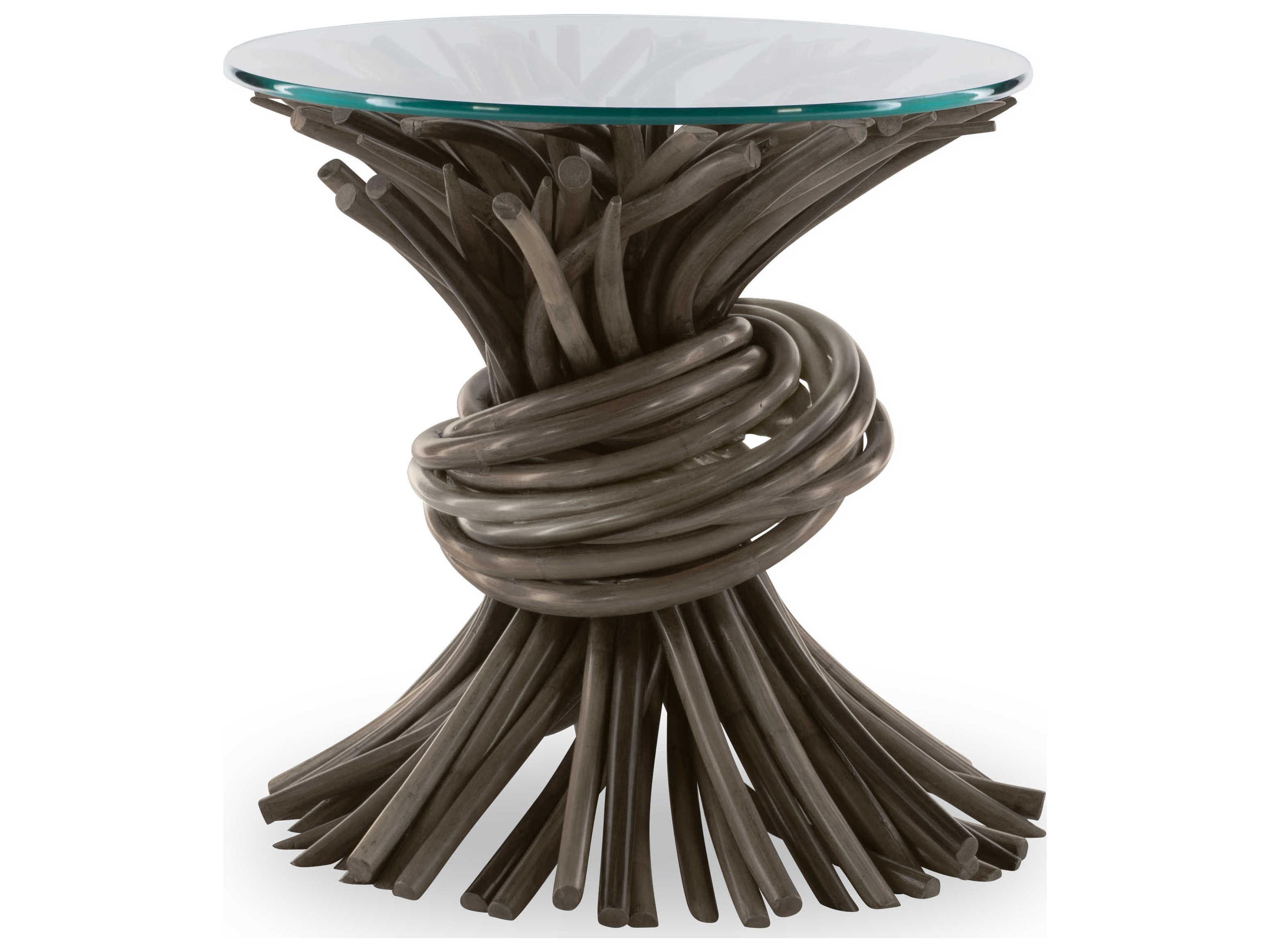 Century Furniture Curate Round Glass Grey End Table