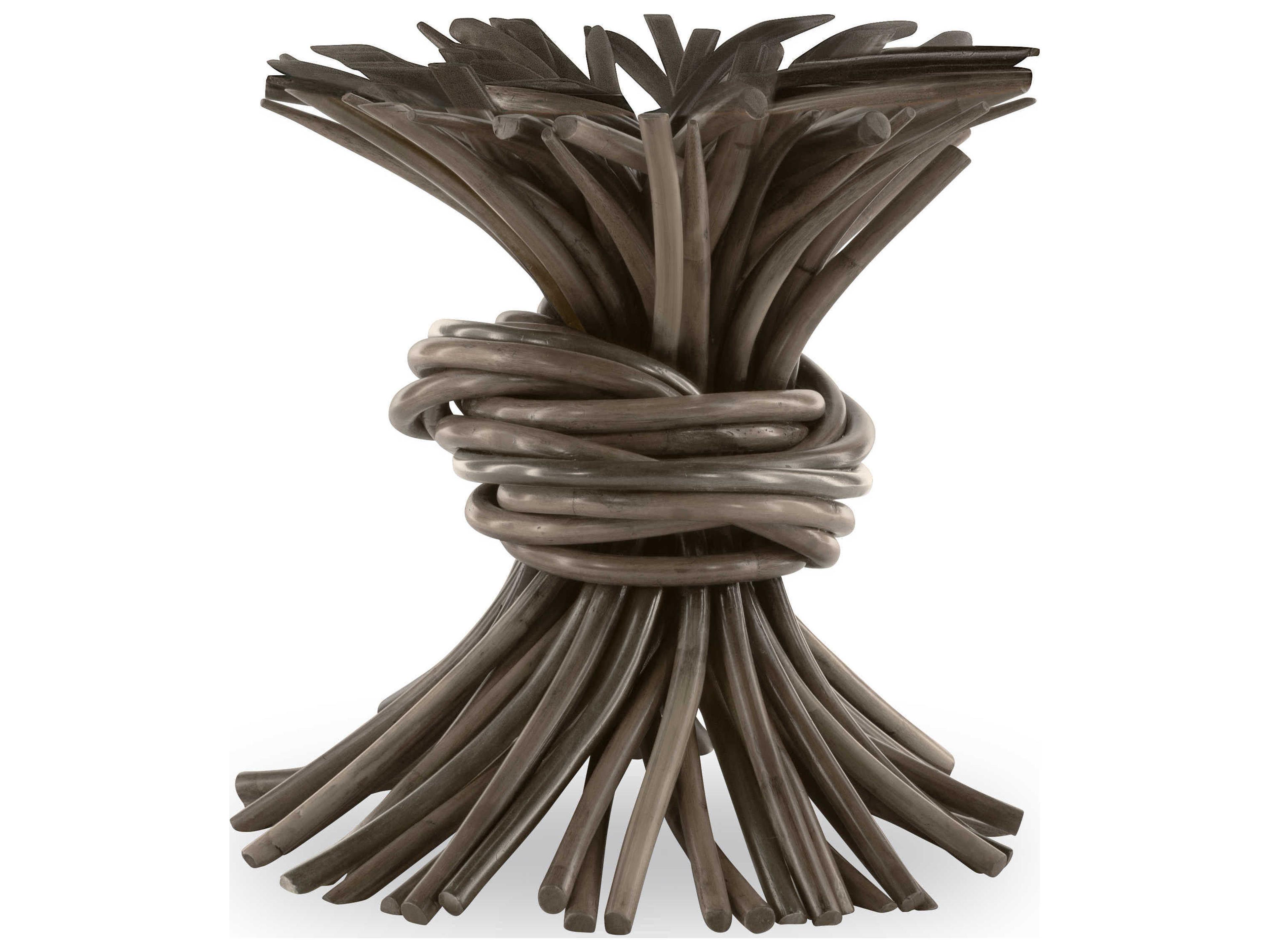 Century Furniture Curate Round Glass Grey End Table