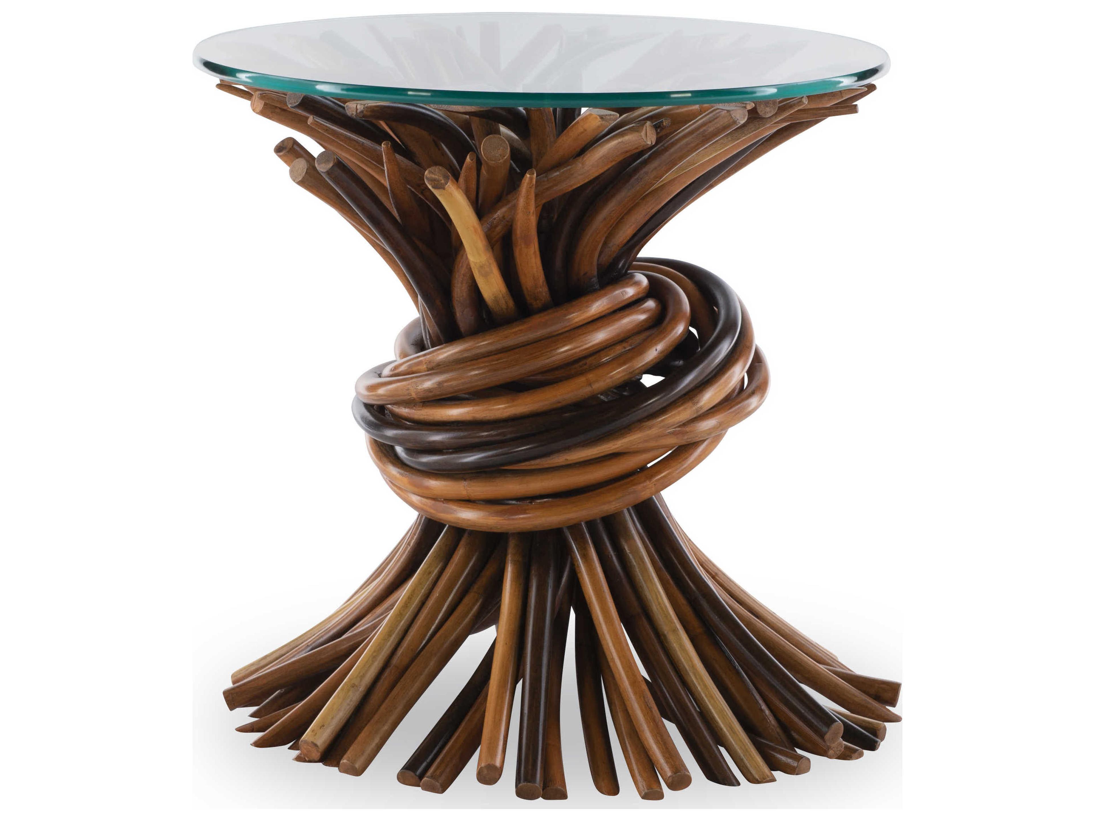 Curate Round Glass Natural End Table