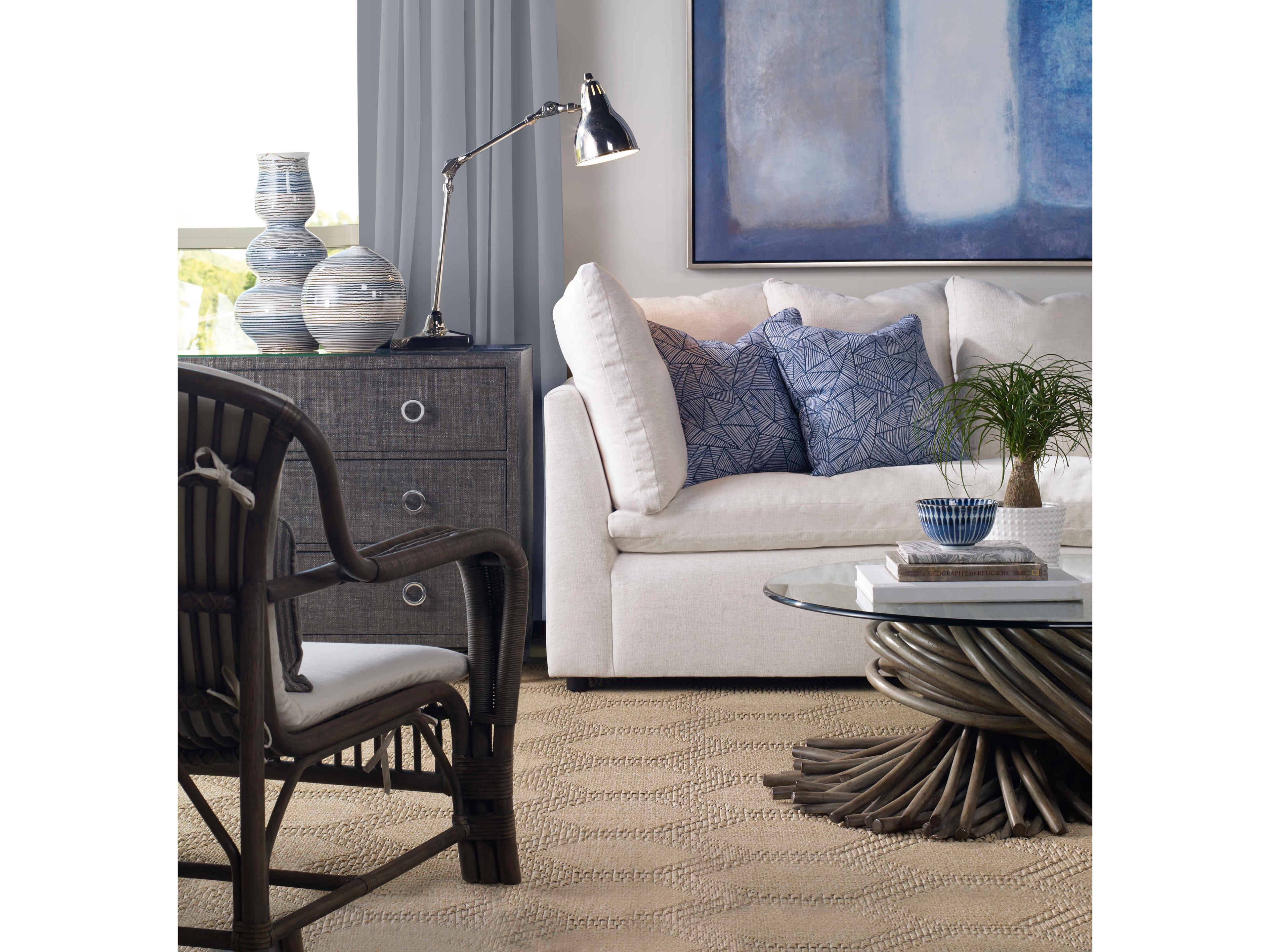 Century Furniture Curate Round Glass Grey Coffee Table