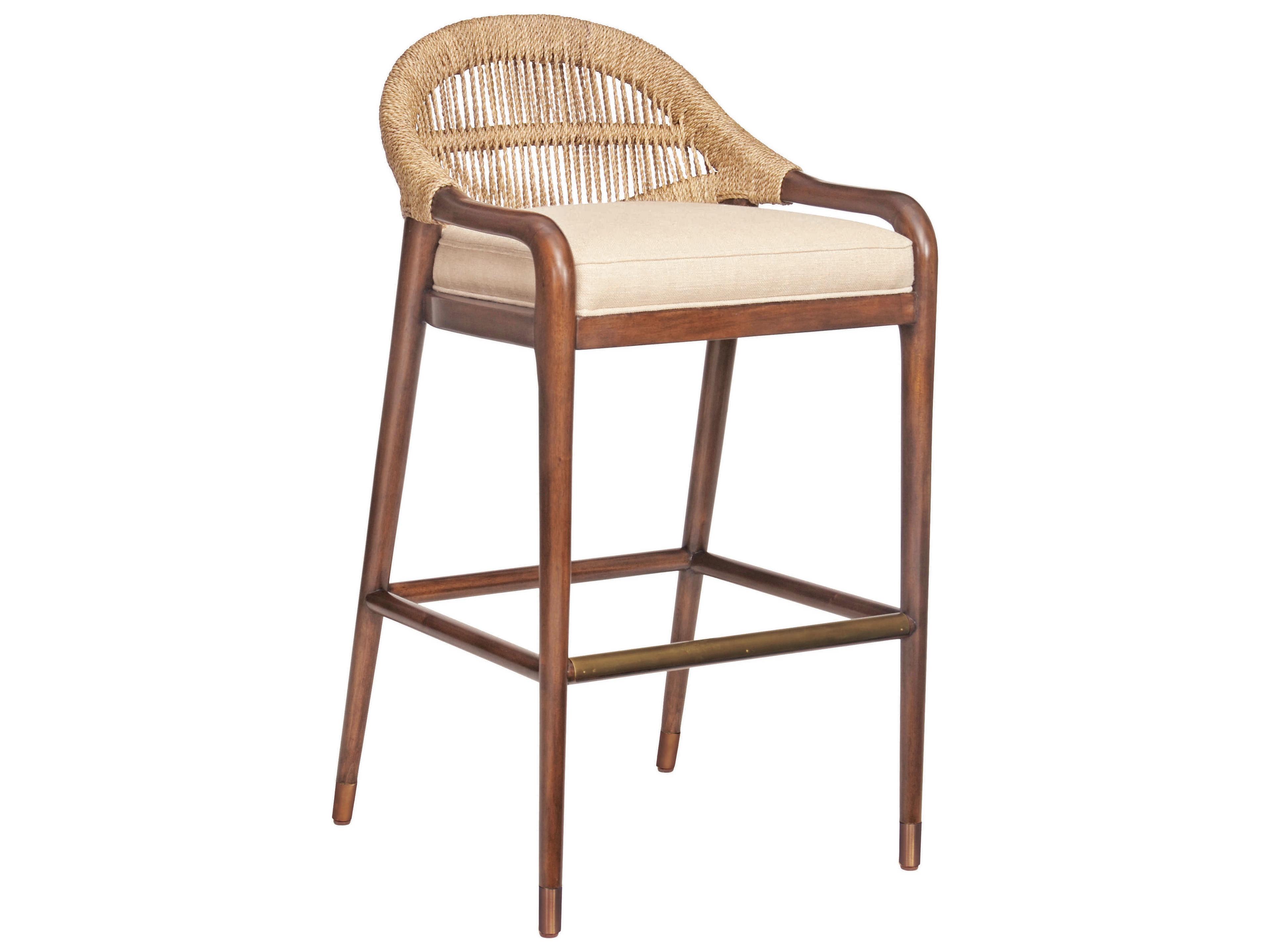 Century Furniture Curate Upholstered Mahogany Wood Bar Stool