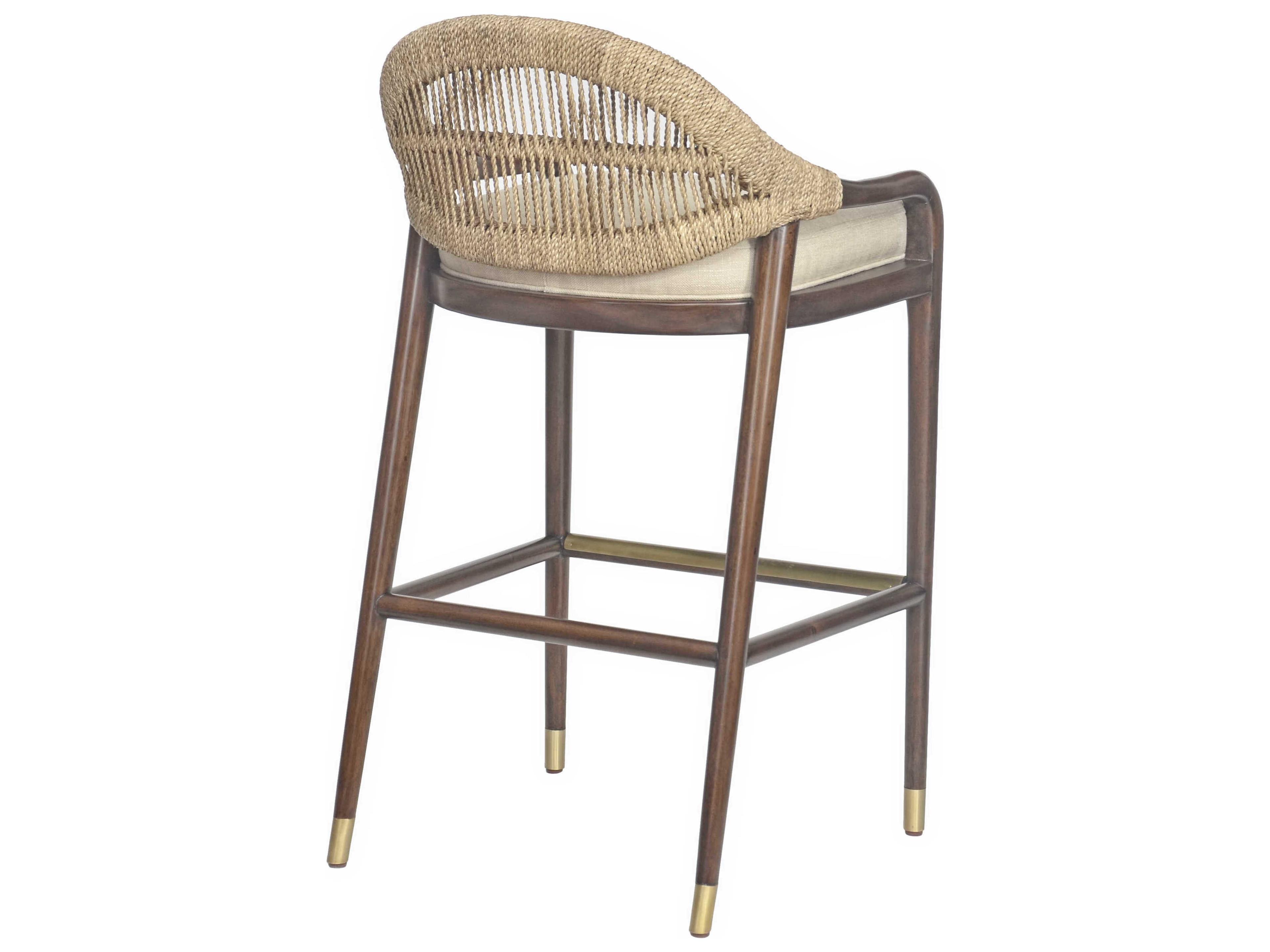 Century Furniture Curate Upholstered Mahogany Wood Bar Stool