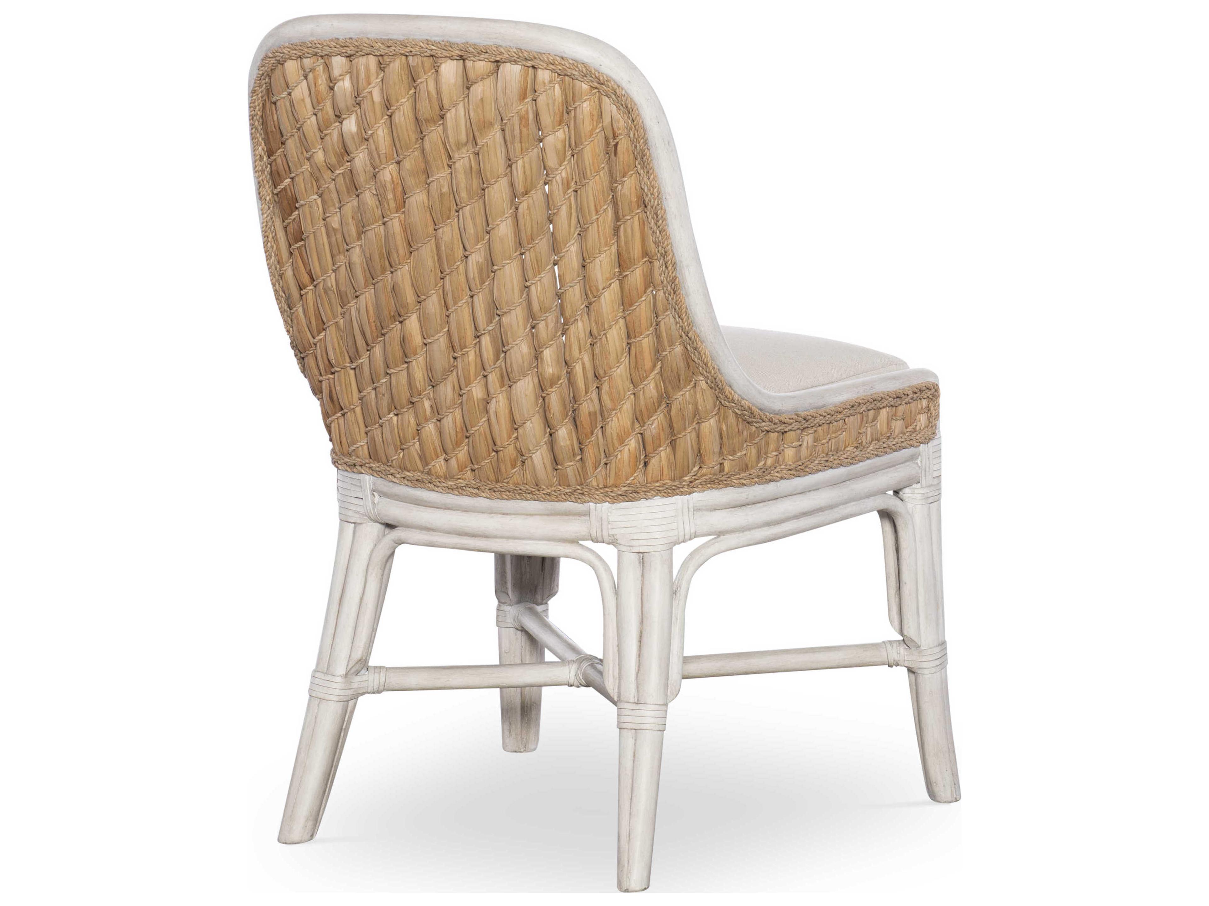 Century Furniture Curate Rattan White Upholstered Side Dining Chair