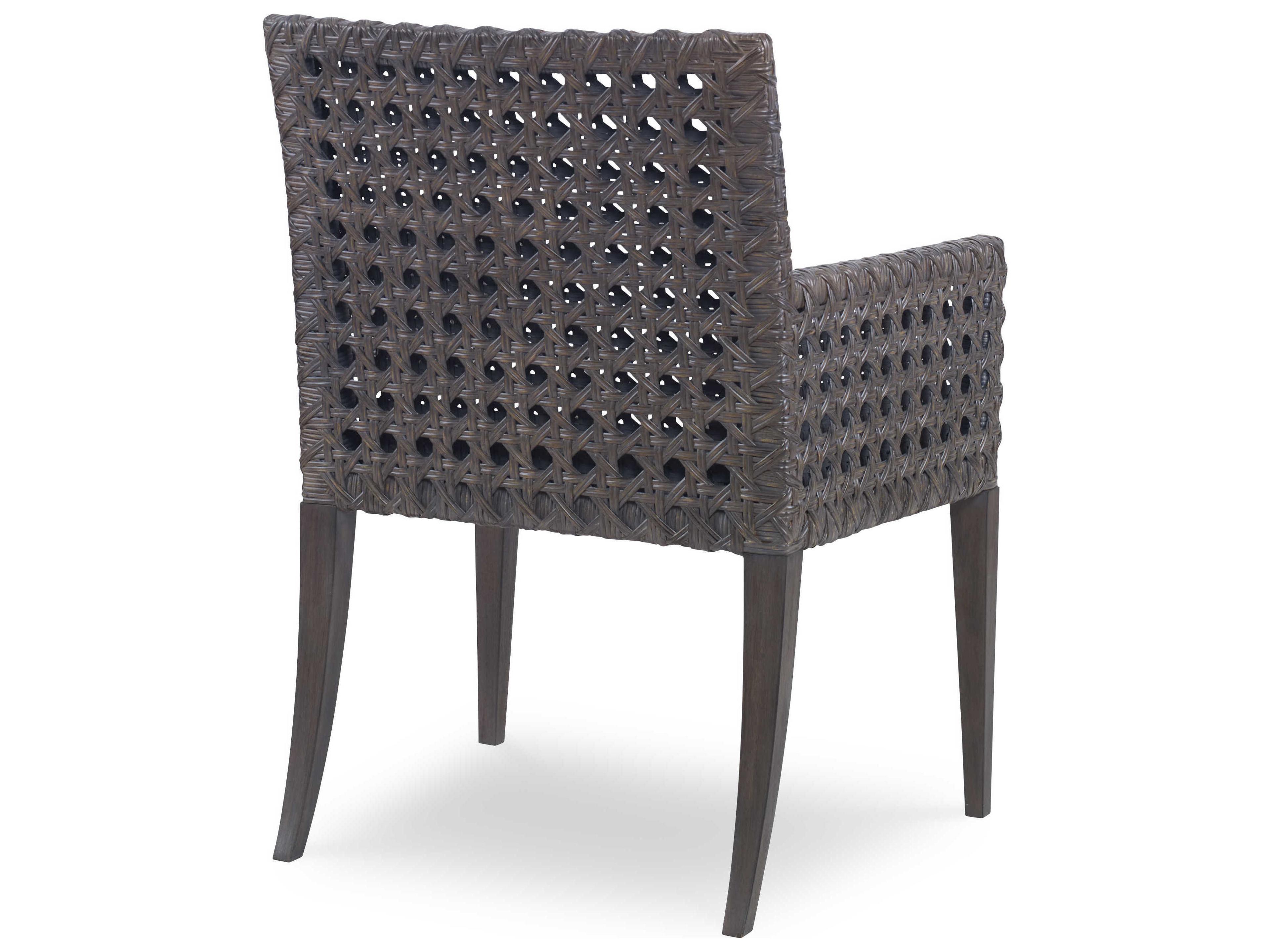 Century Furniture Curate Mahogany Wood Brown Upholstered Arm Dining Chair