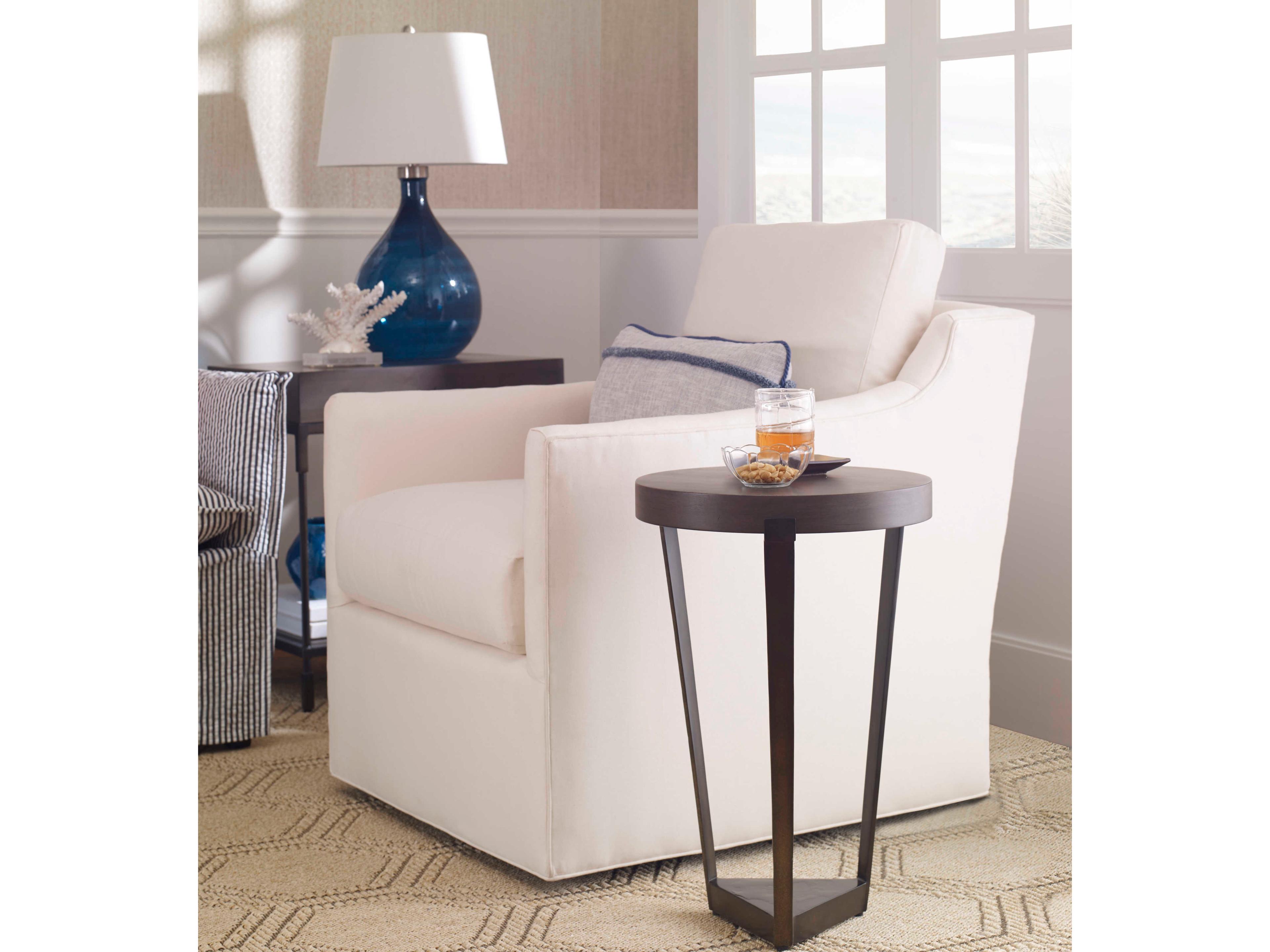 Century Furniture Curate Round Wood Mink Bronze End Table