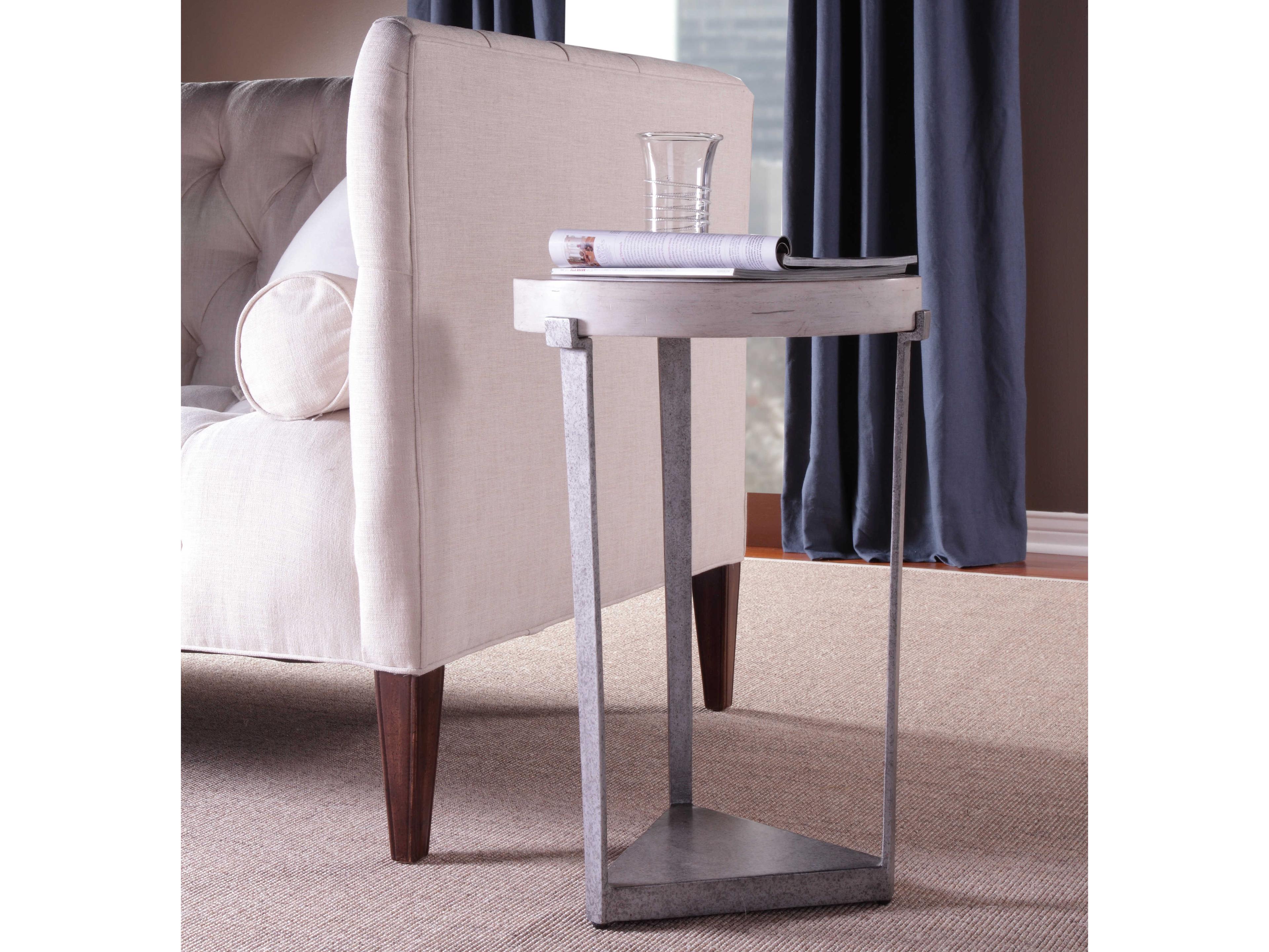 Century Furniture Curate Round Wood Peninsula Pewter End Table