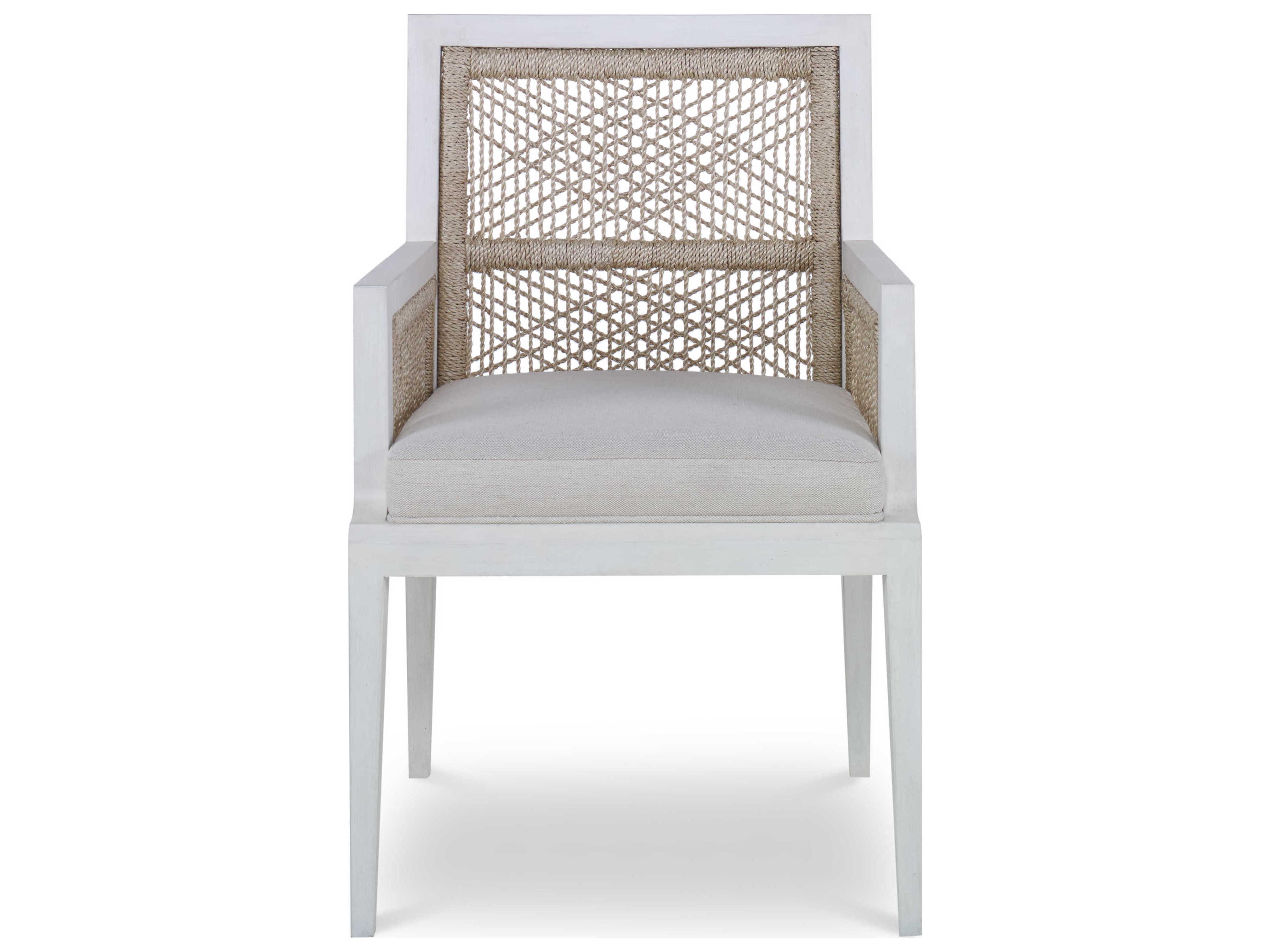 Century Furniture Curate Hardwood White Upholstered Arm Dining Chair