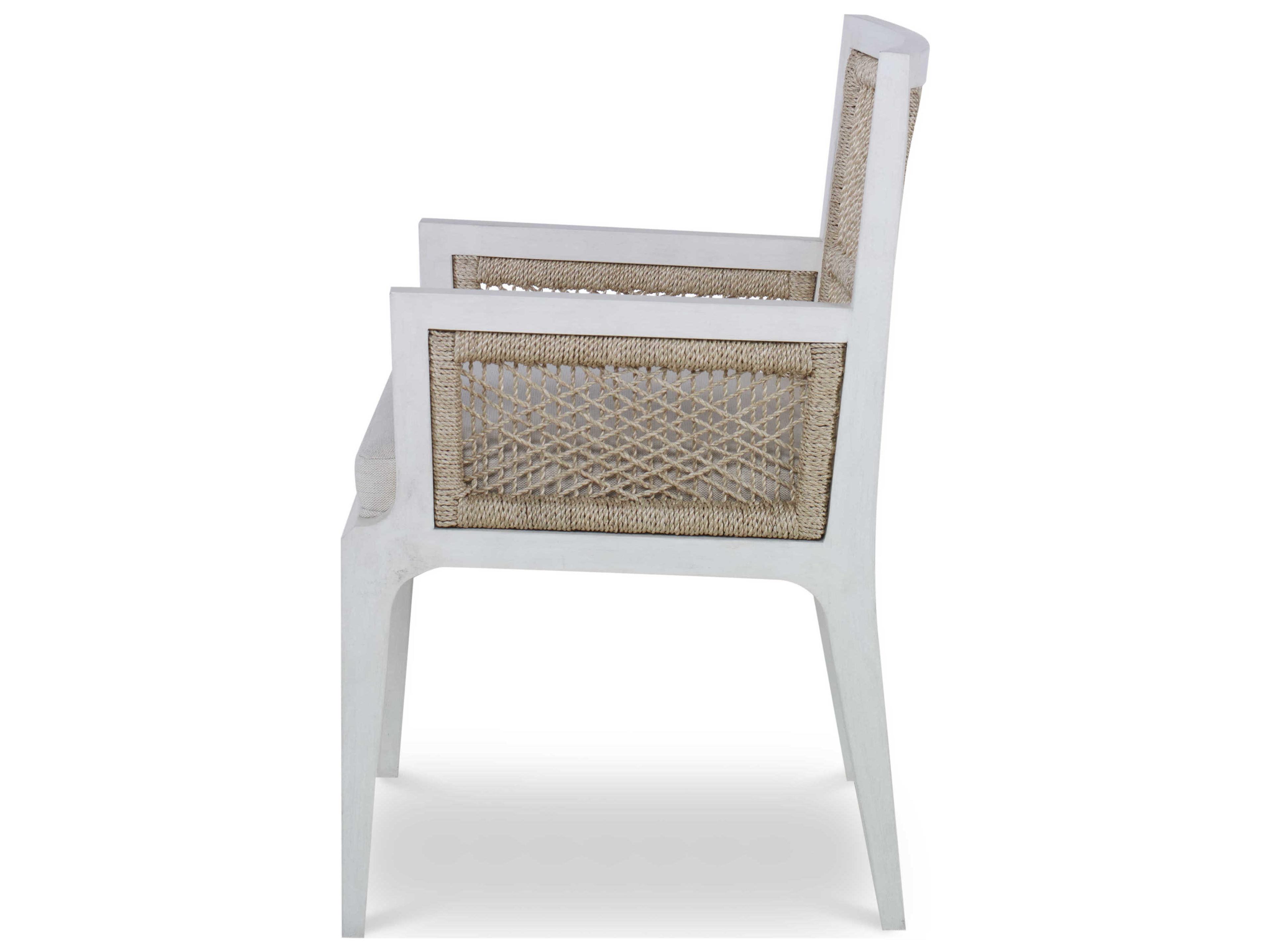 Century Furniture Curate Hardwood White Upholstered Arm Dining Chair