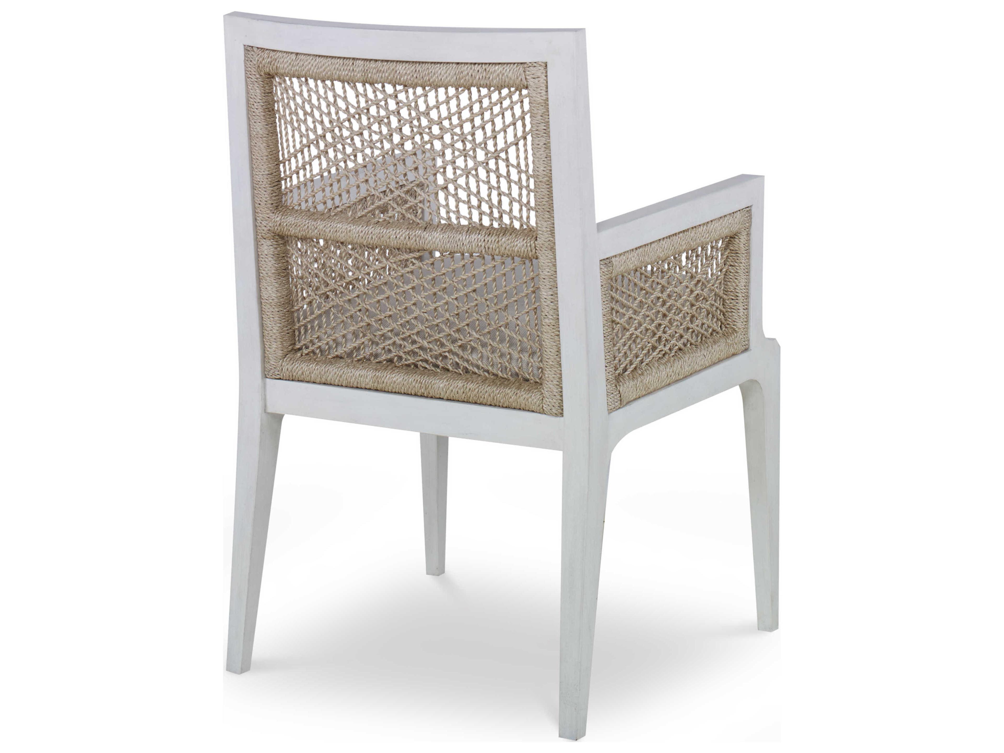 Century Furniture Curate Hardwood White Upholstered Arm Dining Chair