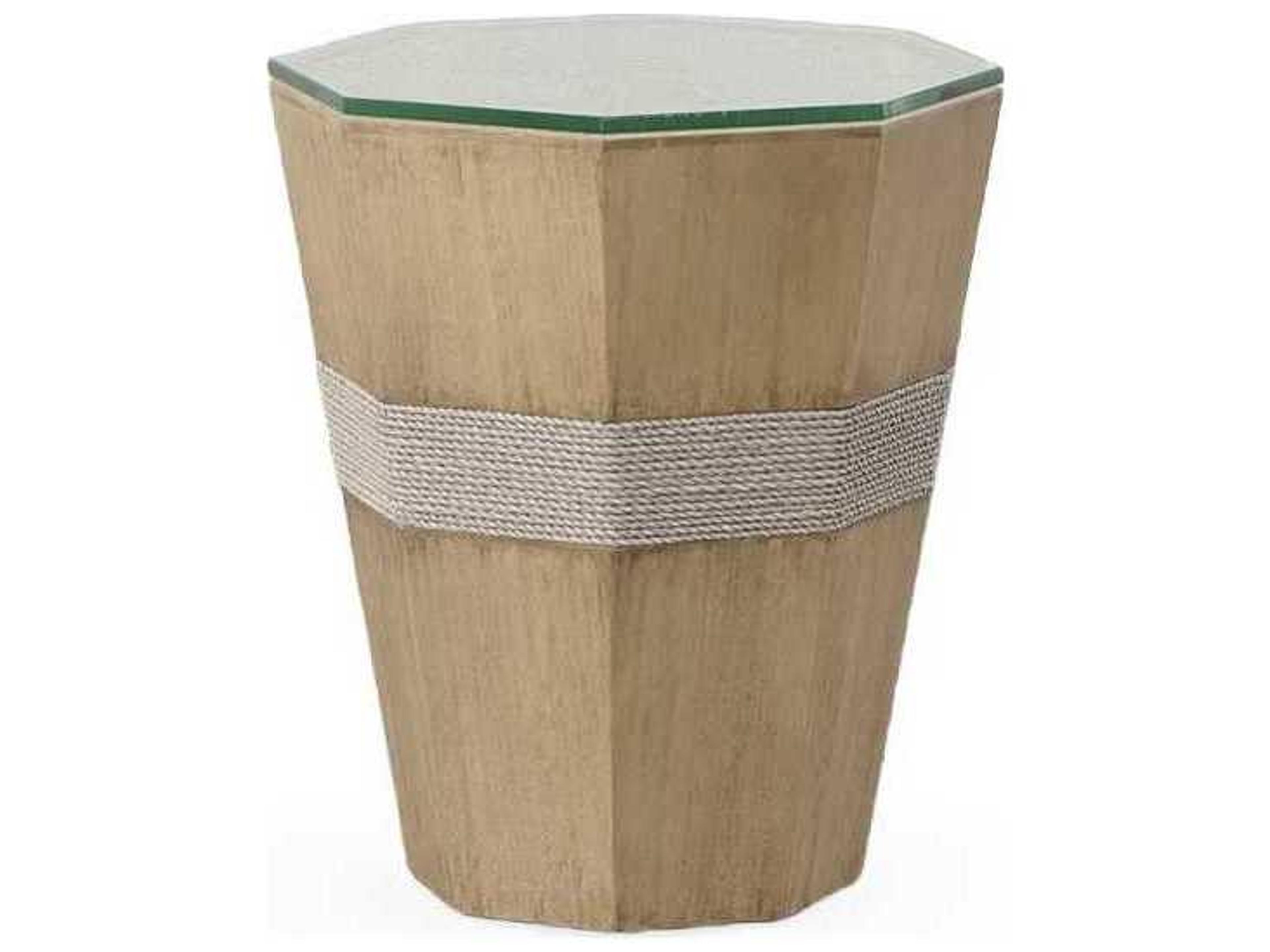 Curate Octagon Glass Tan Grey End Table