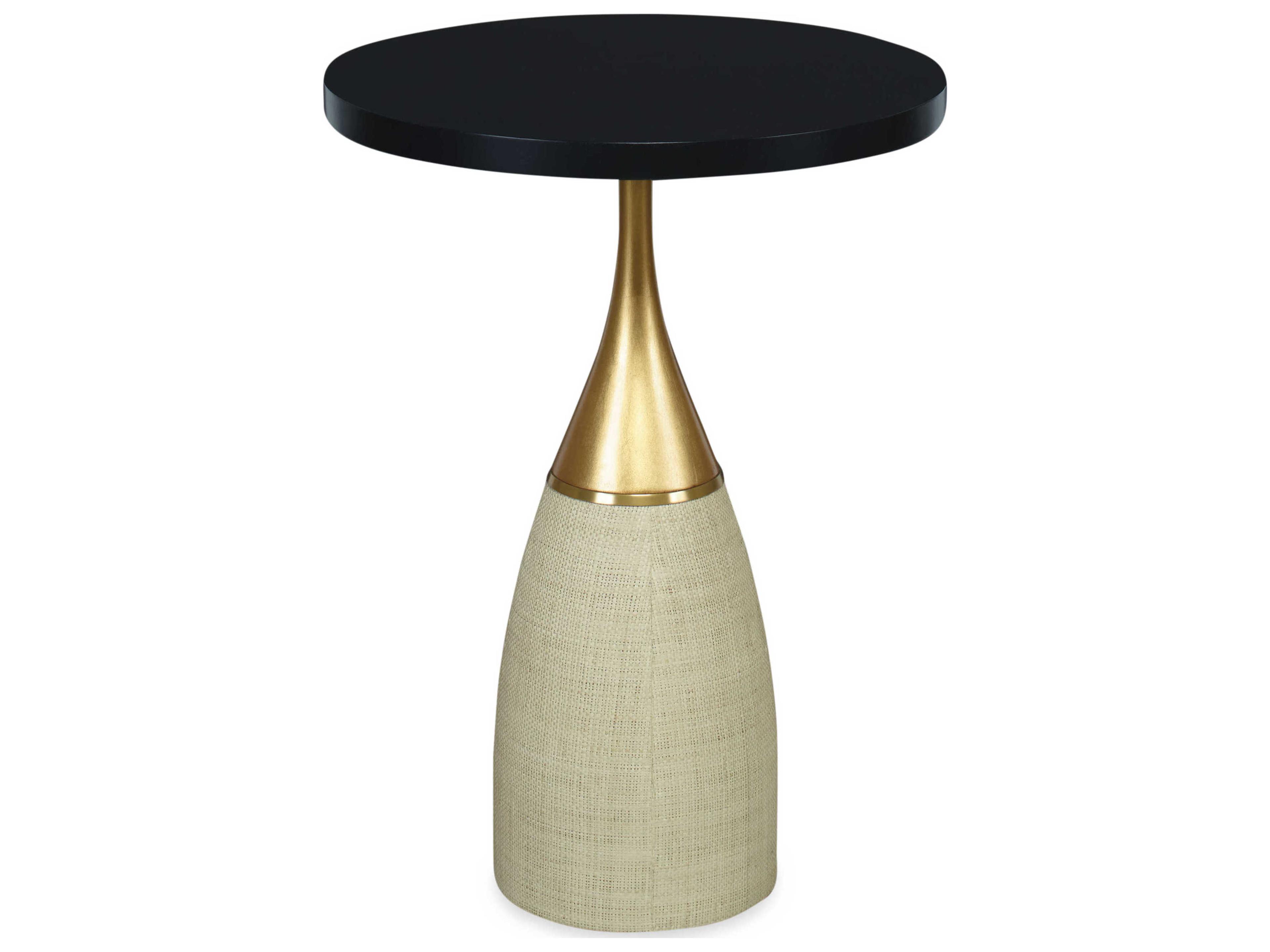 Curate Round Wood Natural Black End Table