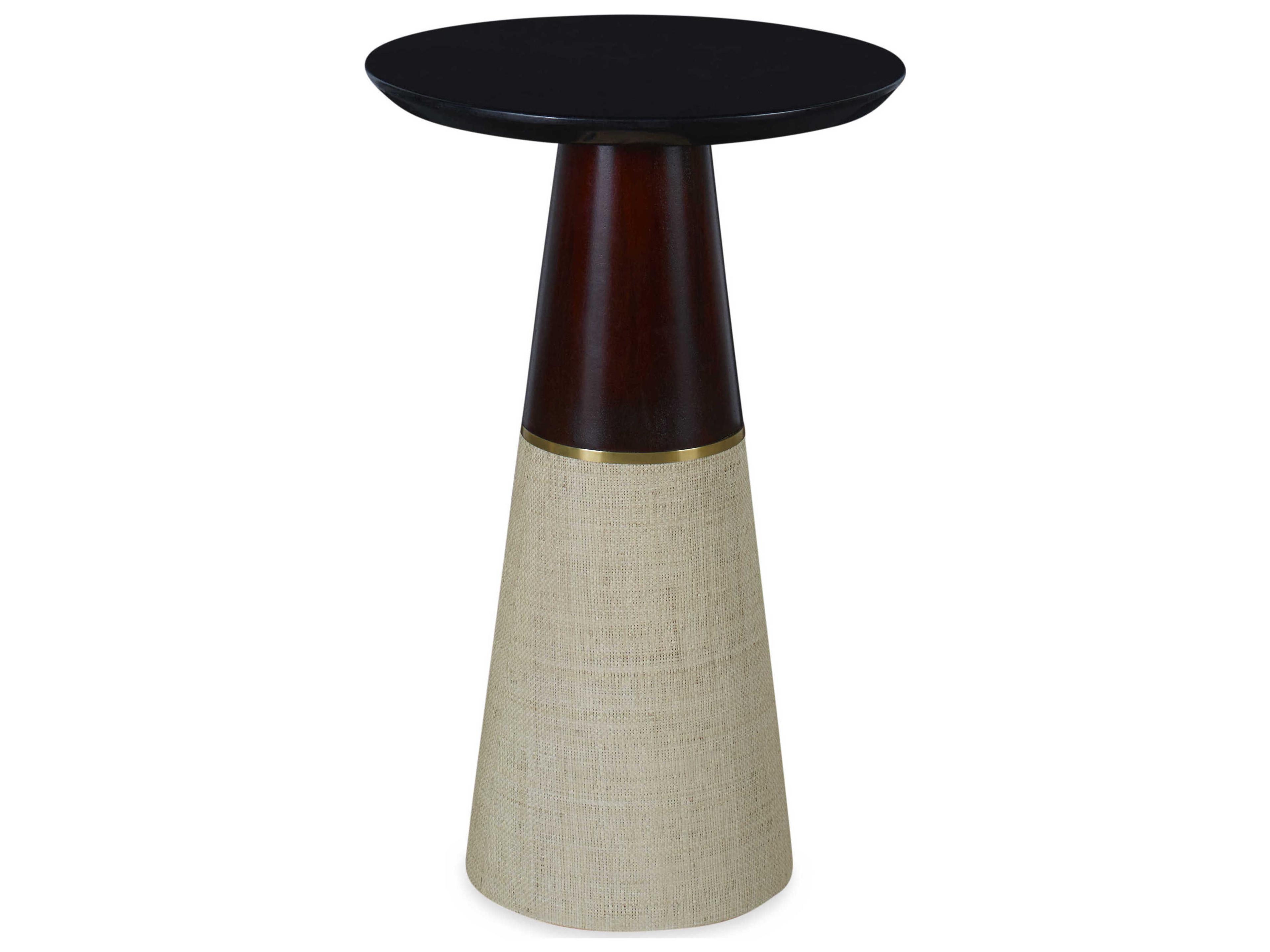 Curate Round Stone Natural Black End Table