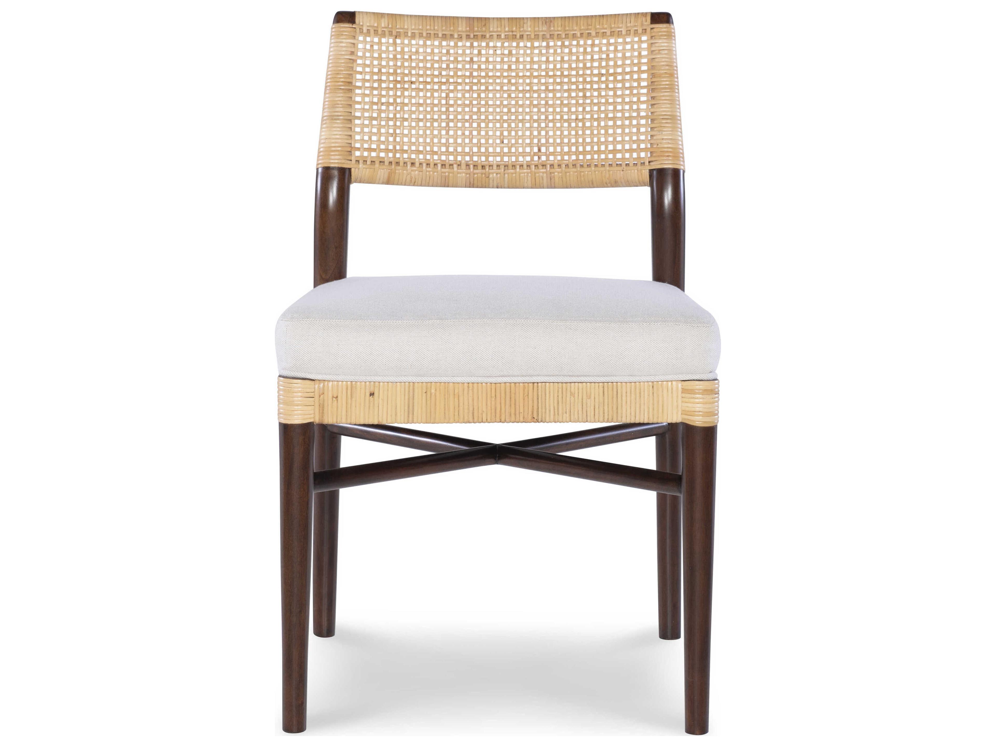 Century Furniture Curate Caribe Mahogany Wood Beige Upholstered Armless Dining Chair