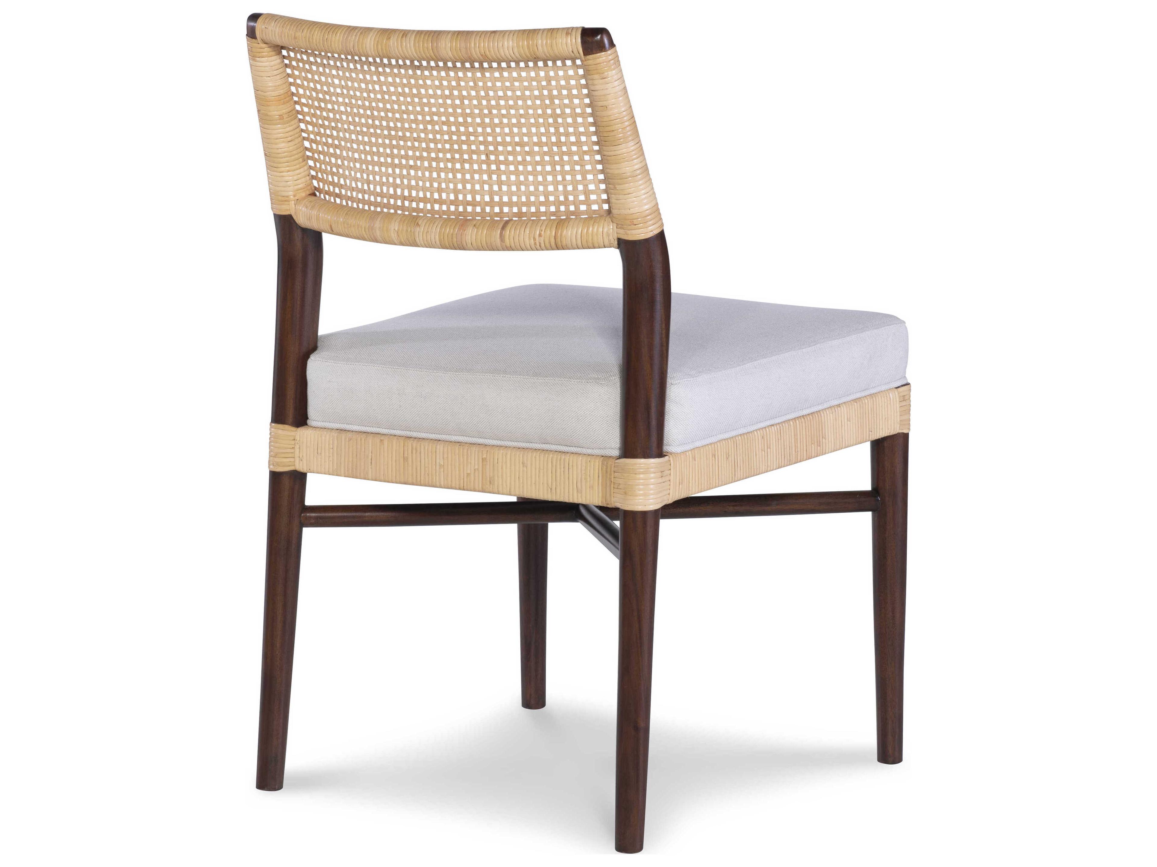 Century Furniture Curate Caribe Mahogany Wood Beige Upholstered Armless Dining Chair