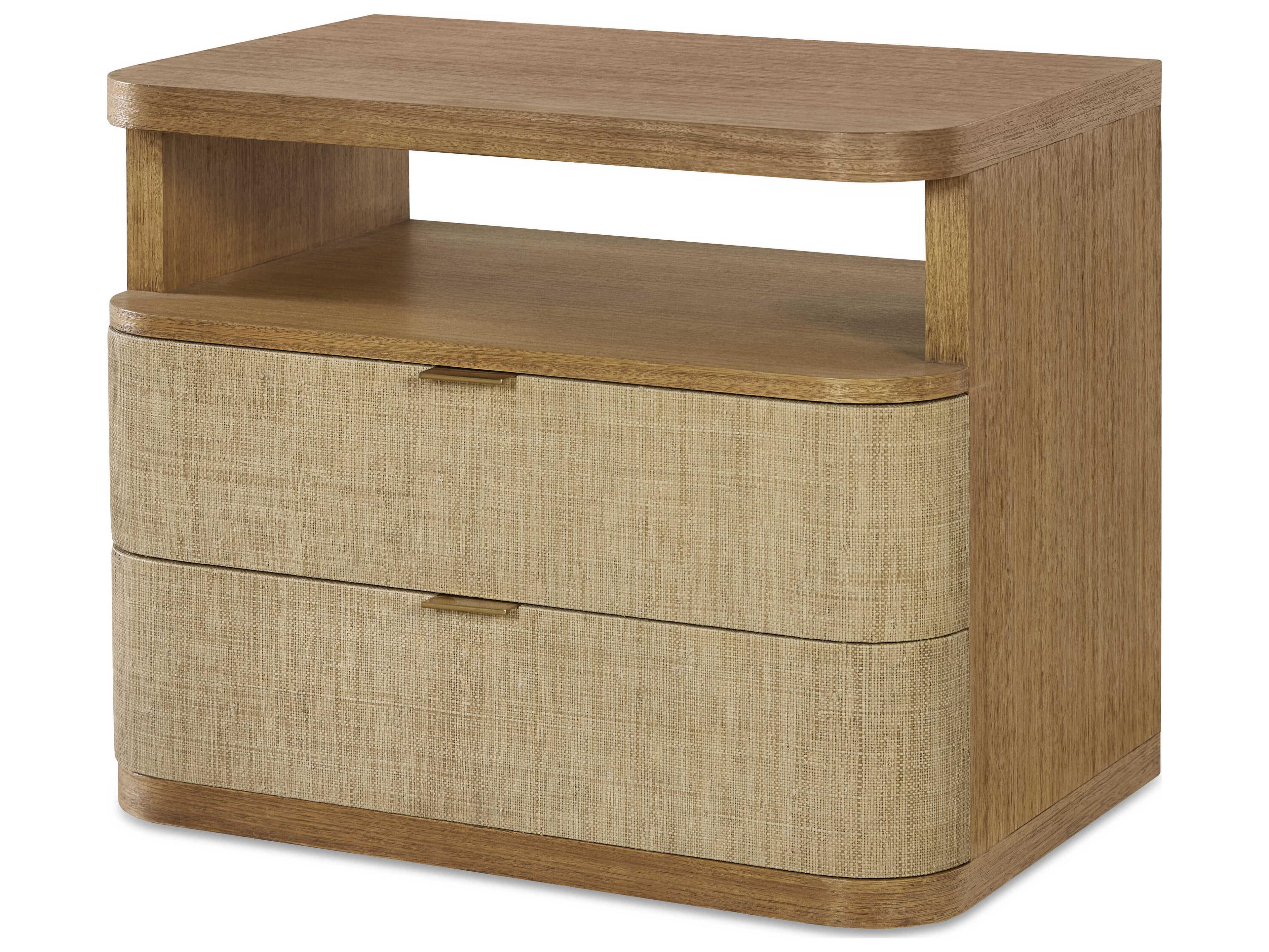 Curate Cruz 2-Drawers Brown Mahogany Wood Nightstand