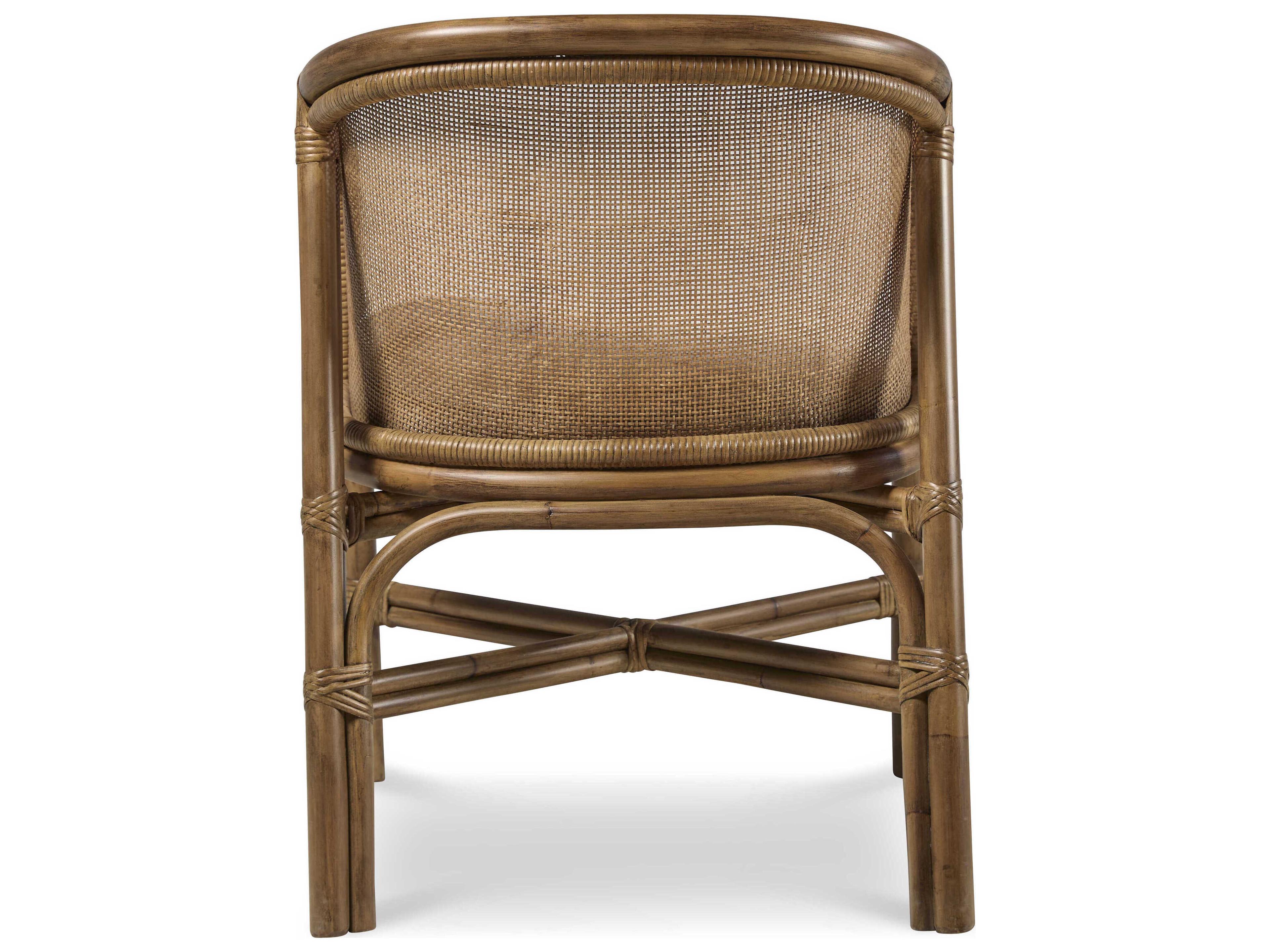 Century Furniture Curate Carmel Rattan Brown Upholstered Arm Dining Chair