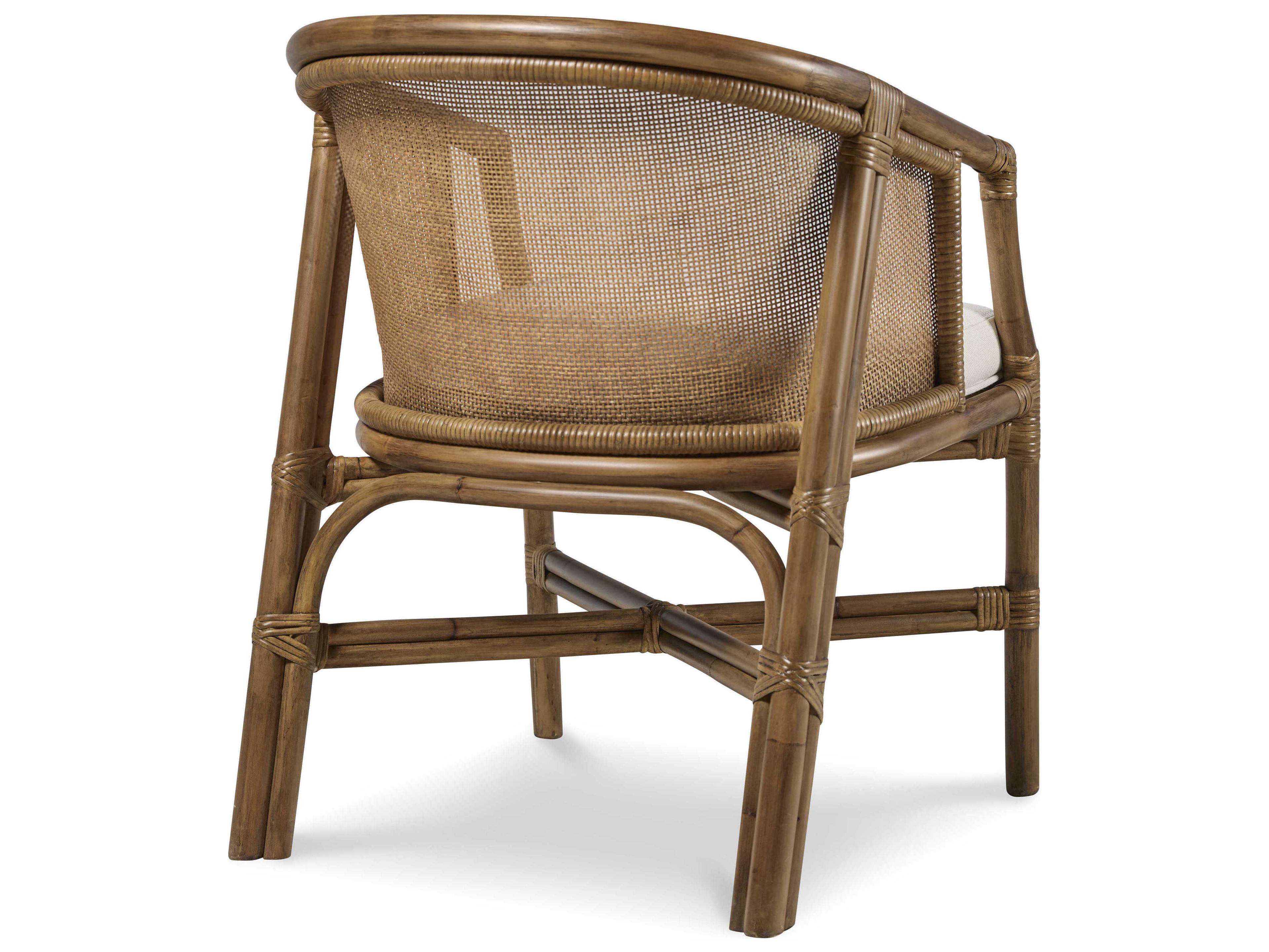 Century Furniture Curate Carmel Rattan Brown Upholstered Arm Dining Chair